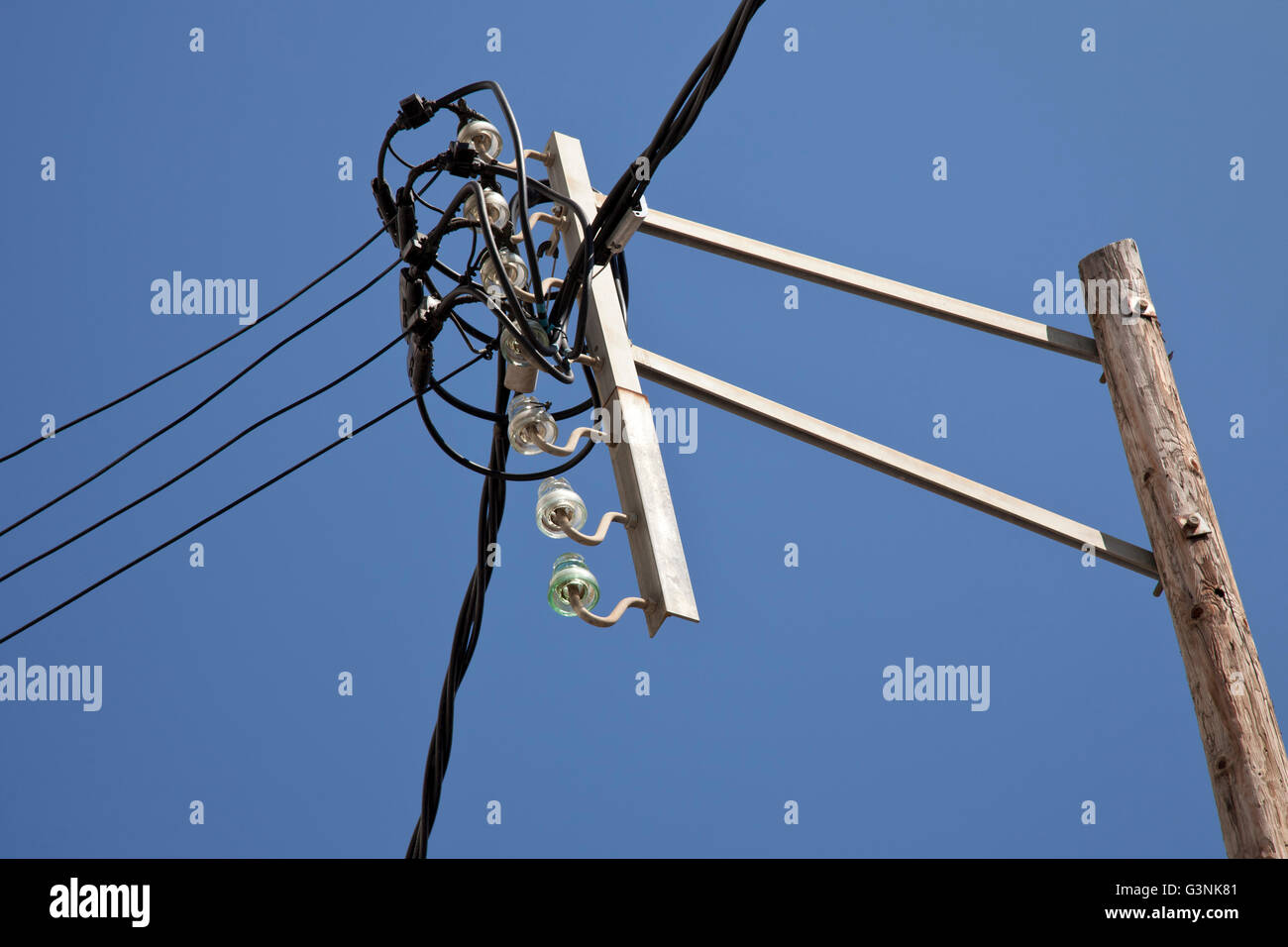 Power lines, Arenys de Mar, Comarca Maresme, Catalonia, Spain, Europe, PublicGround Stock Photo
