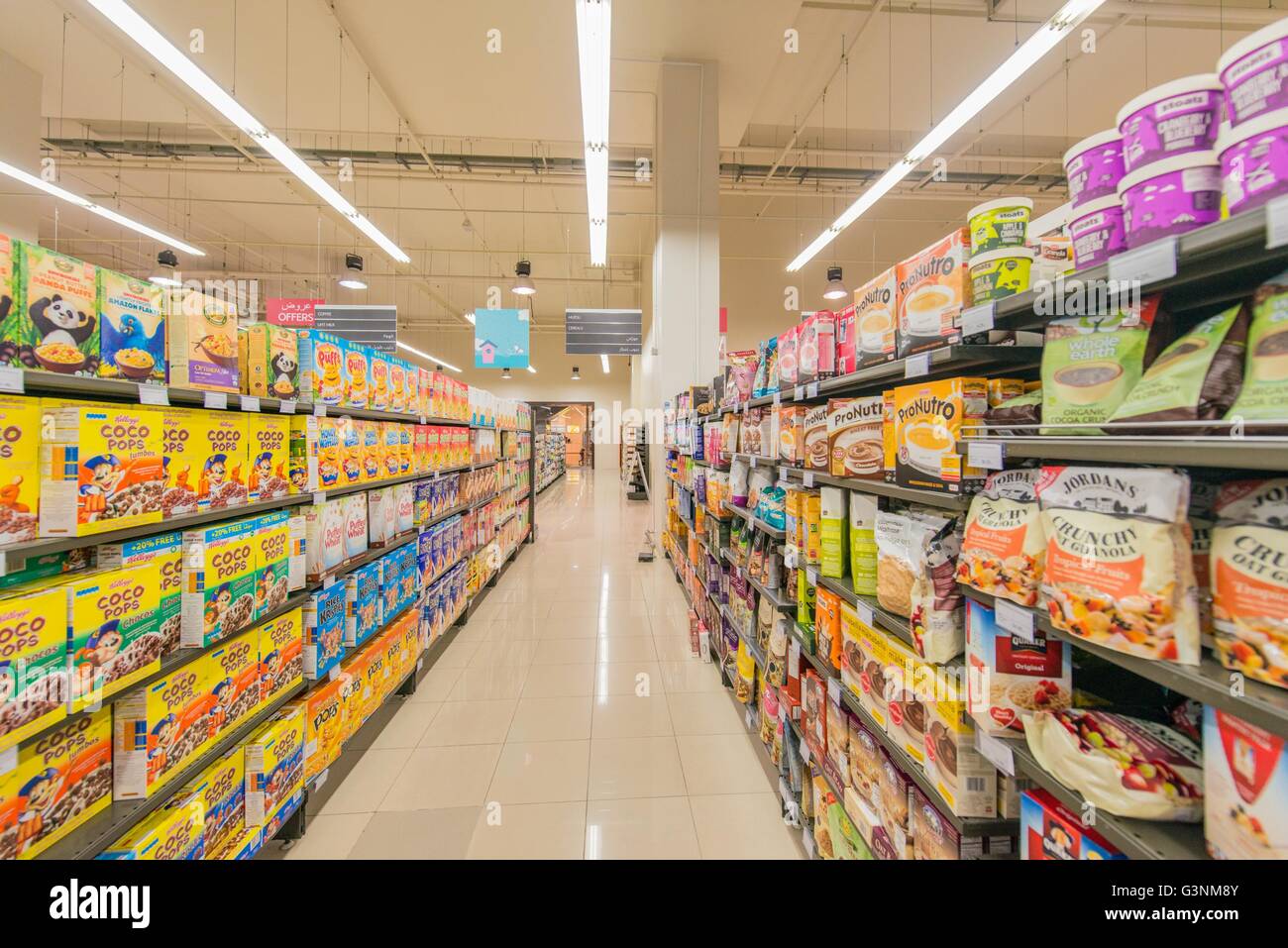 Dubai - JANUARY 7, 2014: Dubai Supermarket Waitrose on January 7 in Dubai, UAE. Dubai Supermarket Waitrose is the largest superm Stock Photo