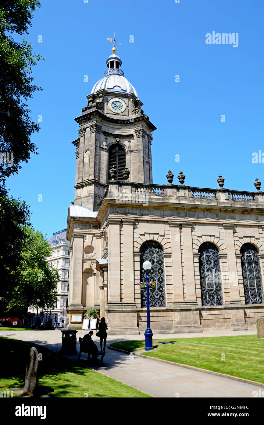 View of St Philips Cathedral and bell tower, Birmingham, England, UK, Western Europe. Stock Photo