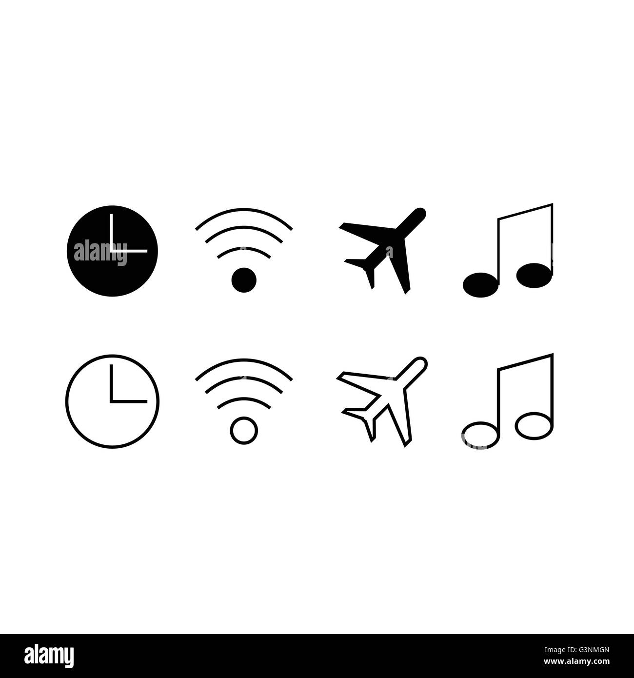 Set of trendy thin modern gadget icons in select and deselect Stock Vector