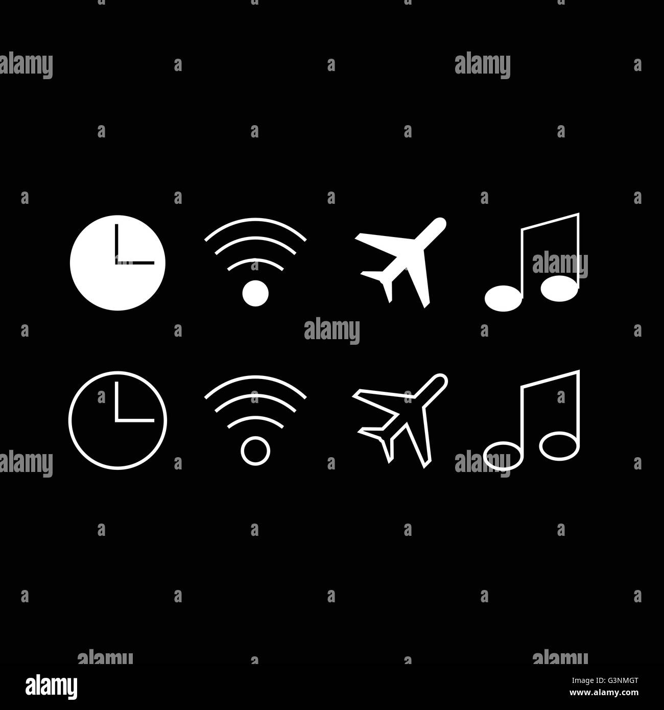 Set of trendy thin modern gadget icons in select and deselect Stock Vector