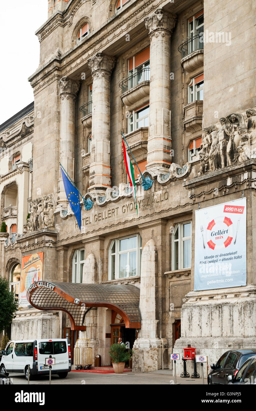 Exterior of Hotel Gellert which houses the famous Thermal Bath (Gellert Furdo), Budapest, Hungary, Europe Stock Photo