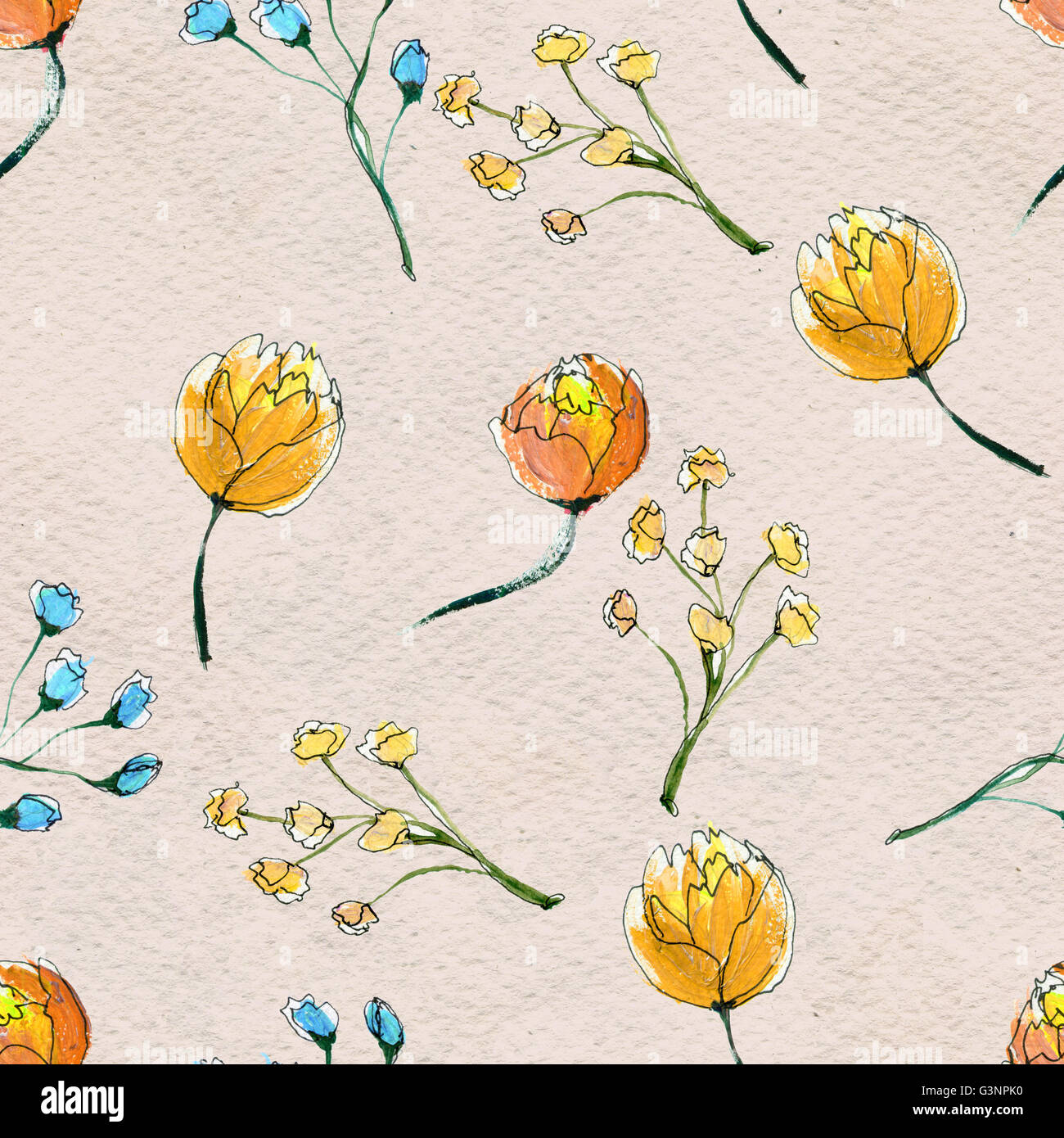 Seamless watercolor floral pattern Stock Photo - Alamy