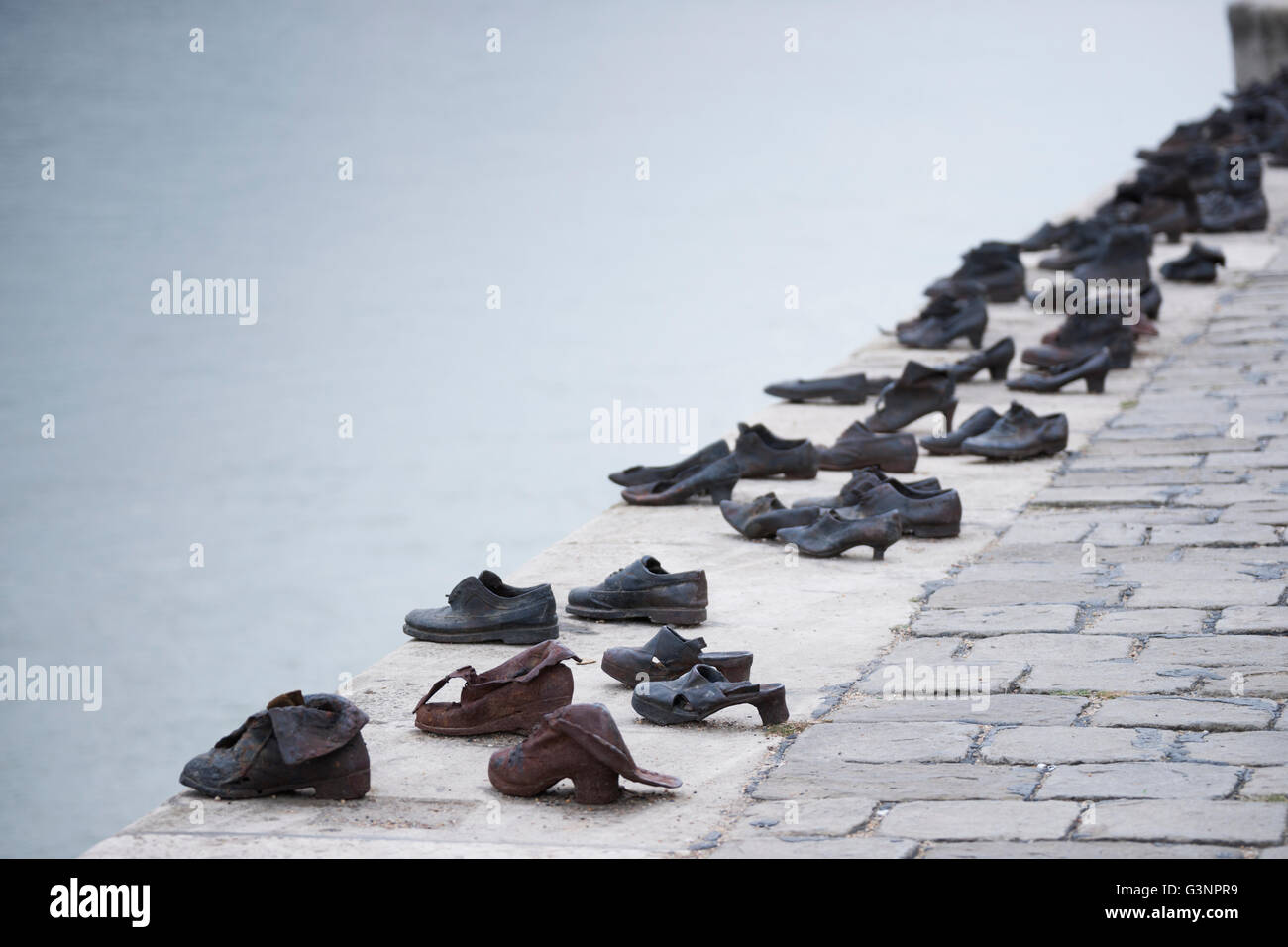 Bronze shoe memorial to Jews killed on the spot during Bronze shoe memorial to Jews killed on the spot during