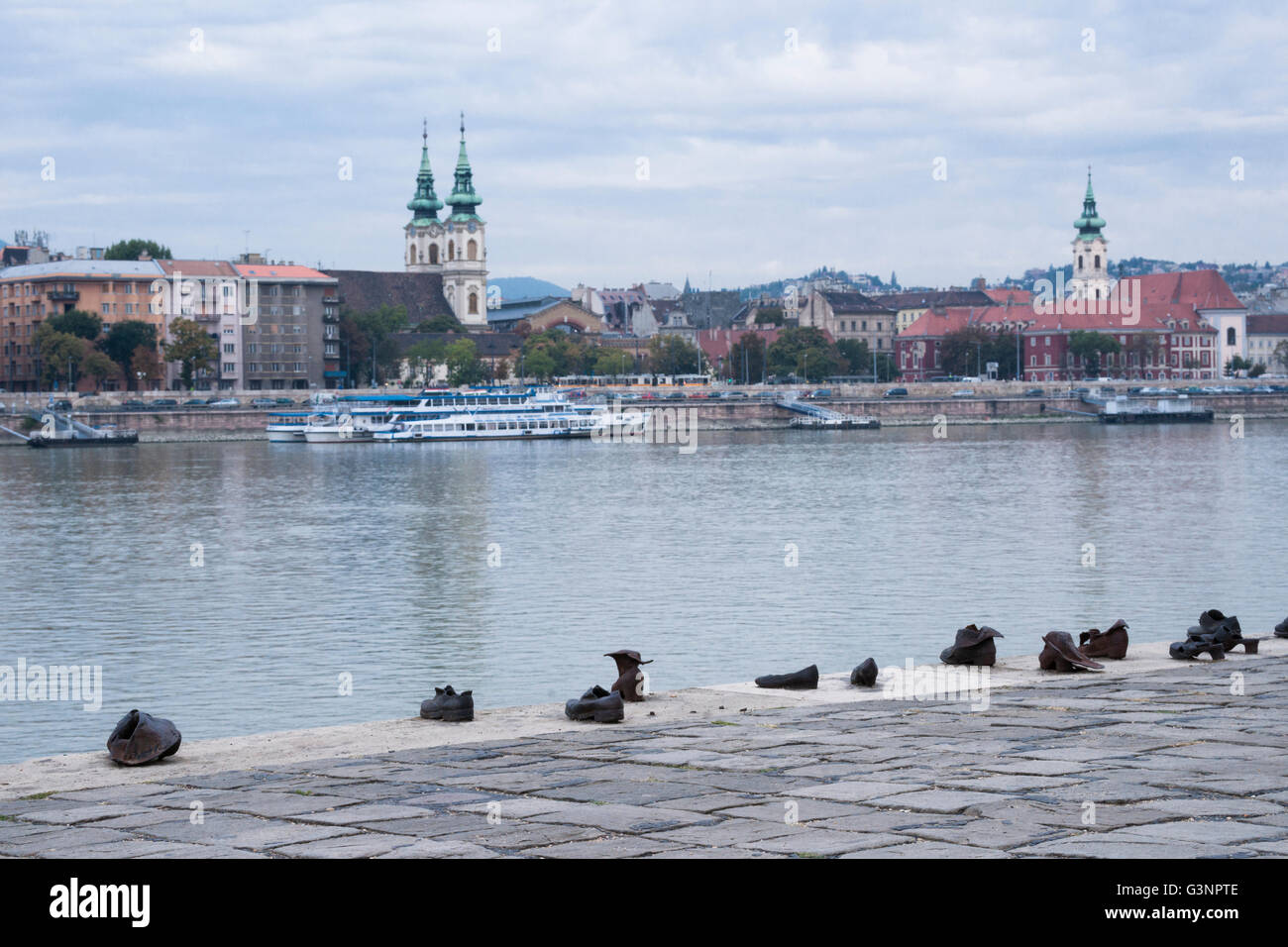 Bronze shoe memorial to Jews killed on the spot during Holocaust