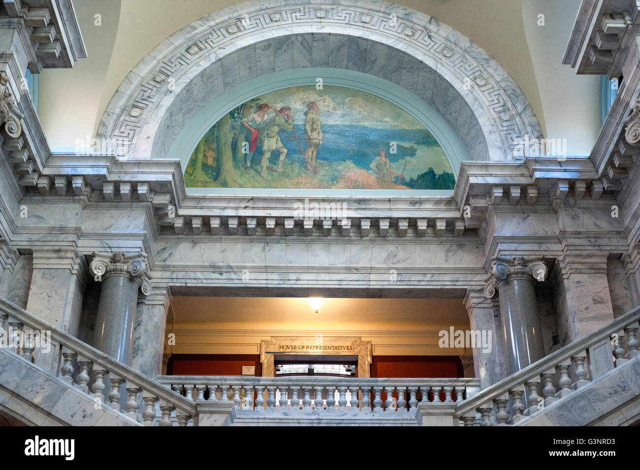 Kentucky State Capitol designed in Beaux-Arts style by architect  Frank Mills Andrews in 1910 has grand marble staircases Stock Photo