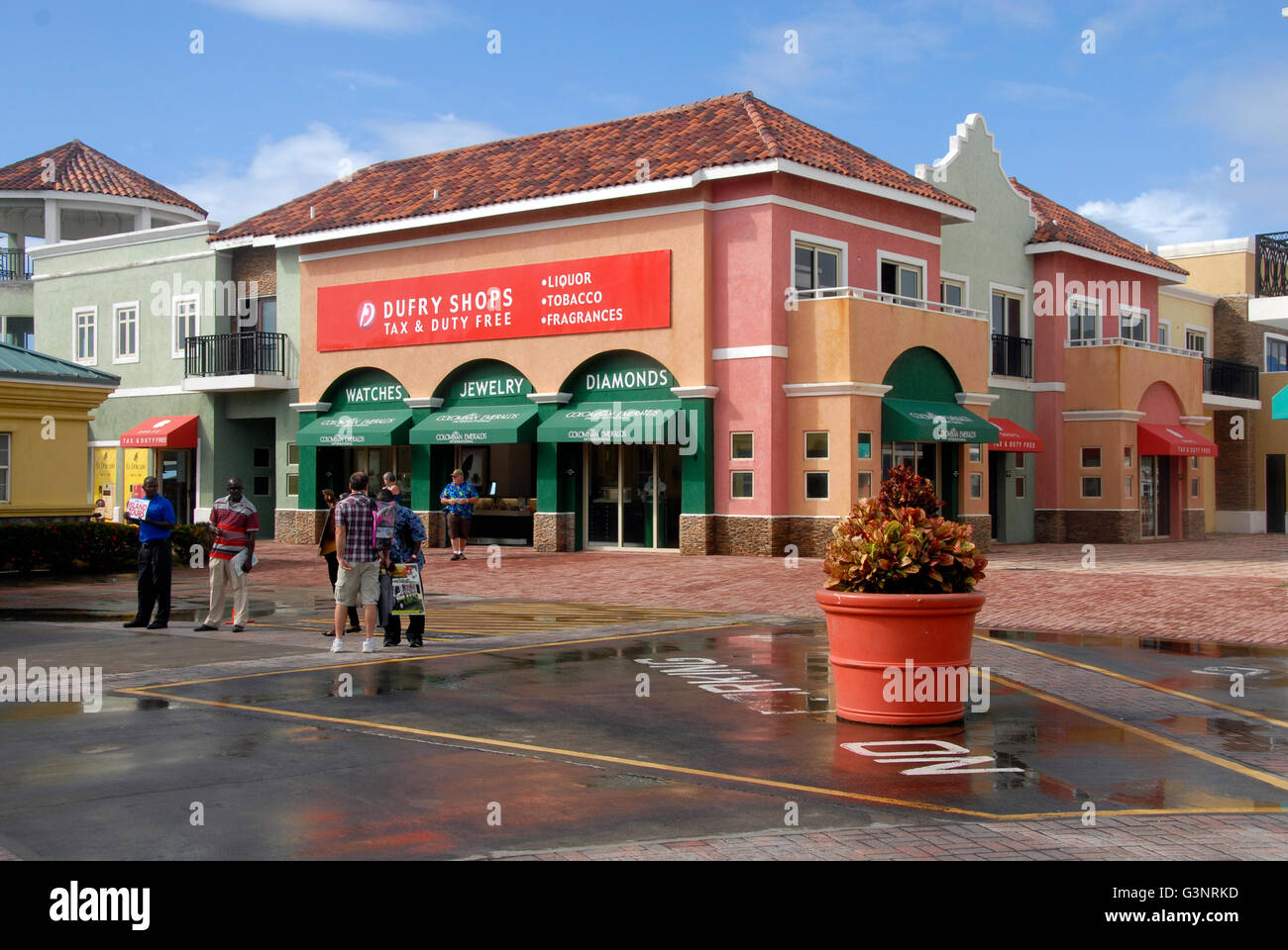 Shopping area, Port Zante, St Kitts, Caribbean Stock Photo Alamy