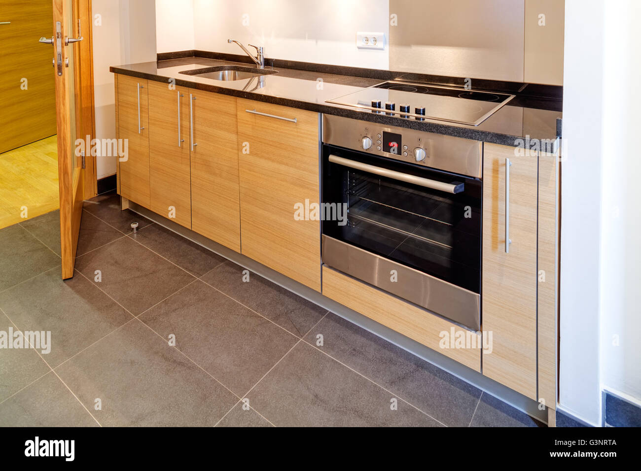 modern kitchen interior with sink and appliances Stock Photo - Alamy