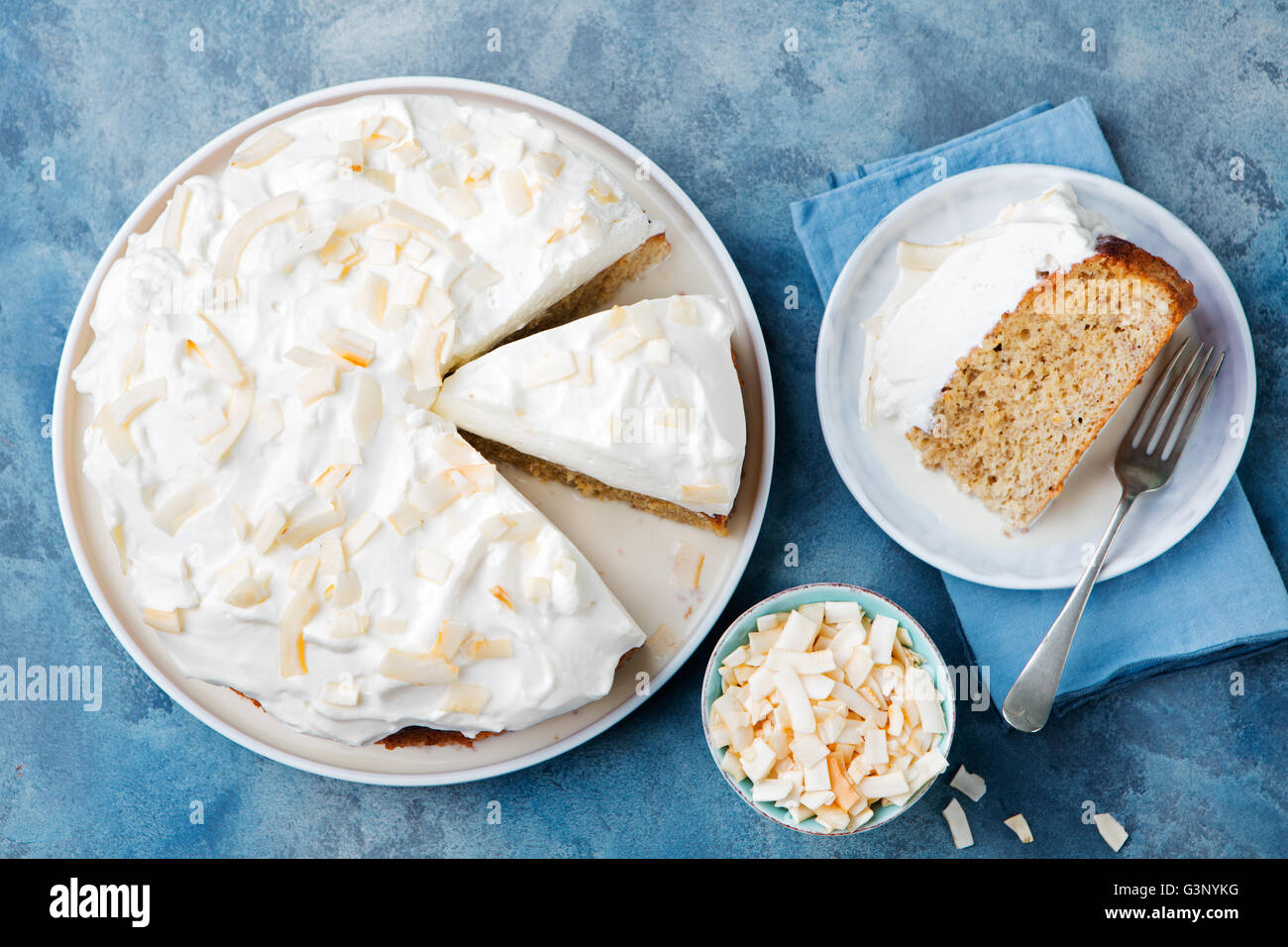 Three milk cake, tres leches cake with coconut Stock Photo Alamy