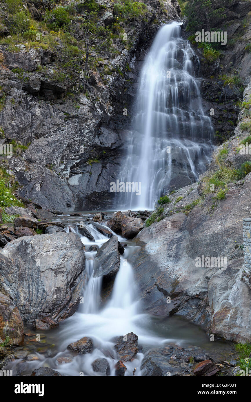 Les Moles Waterfall. Pyrenees. Andorra. Stock Photo