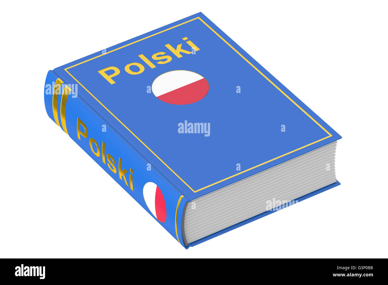 Polish language textbook, 3D rendering isolated on white background