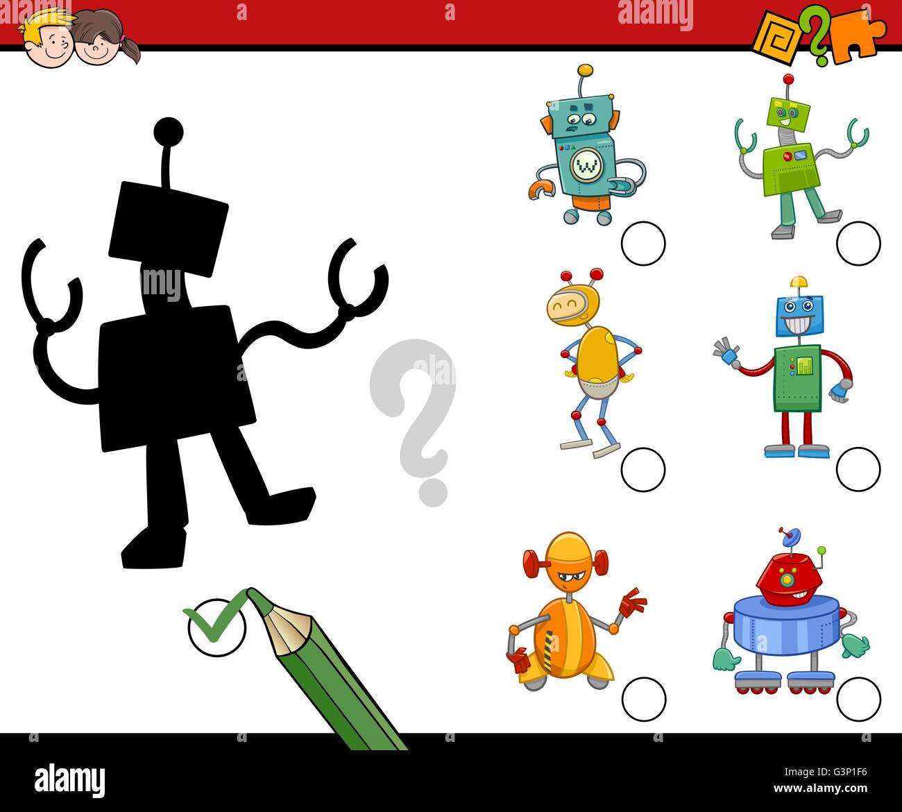 Cartoon Illustration of Find the Shadow Educational Activity Task for ...