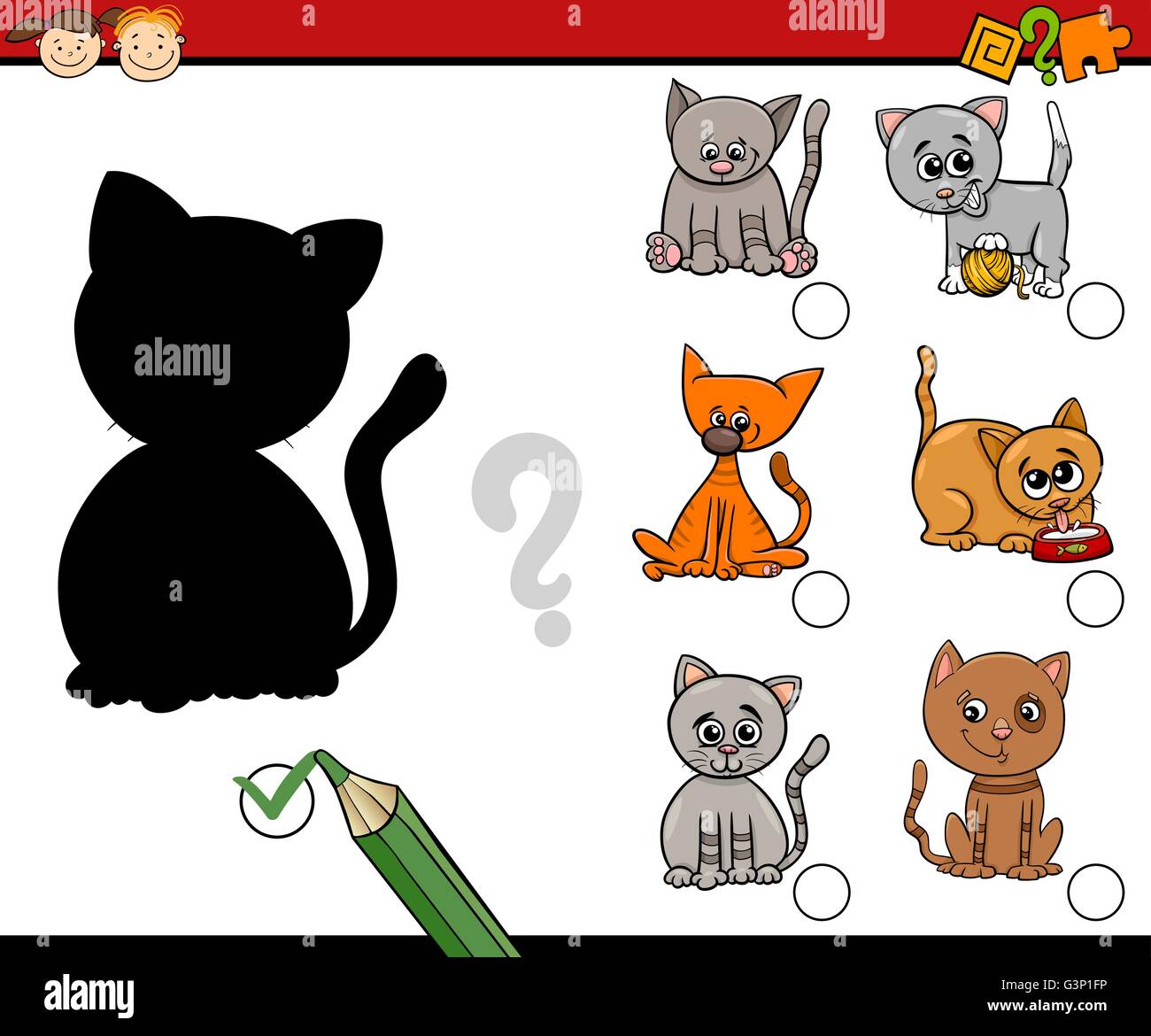 Cartoon Illustration of Educational Shadow Activity Task for Preschool ...