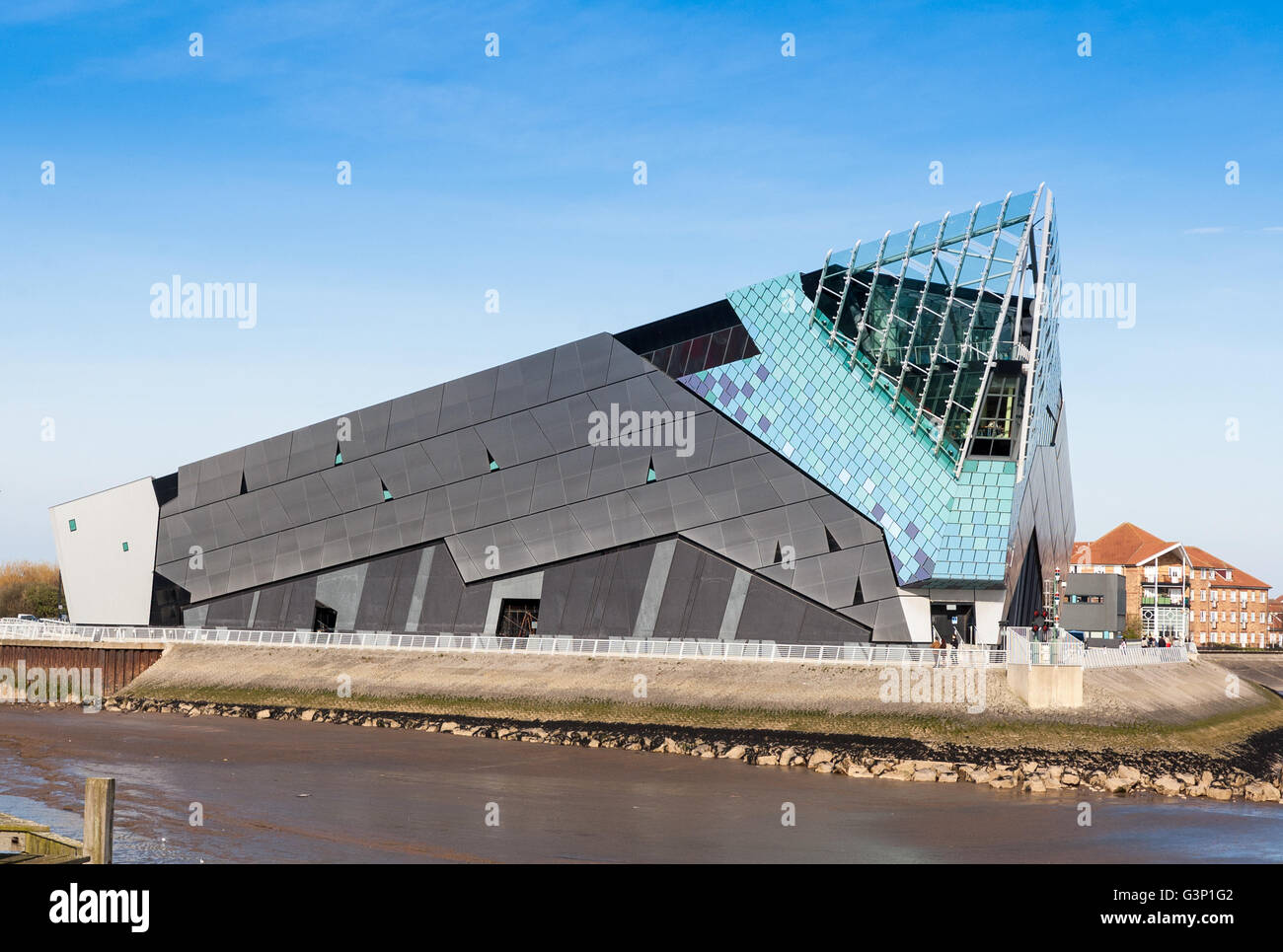 Daytime exterior photo of The Deep, a large aquarium and visitor ...