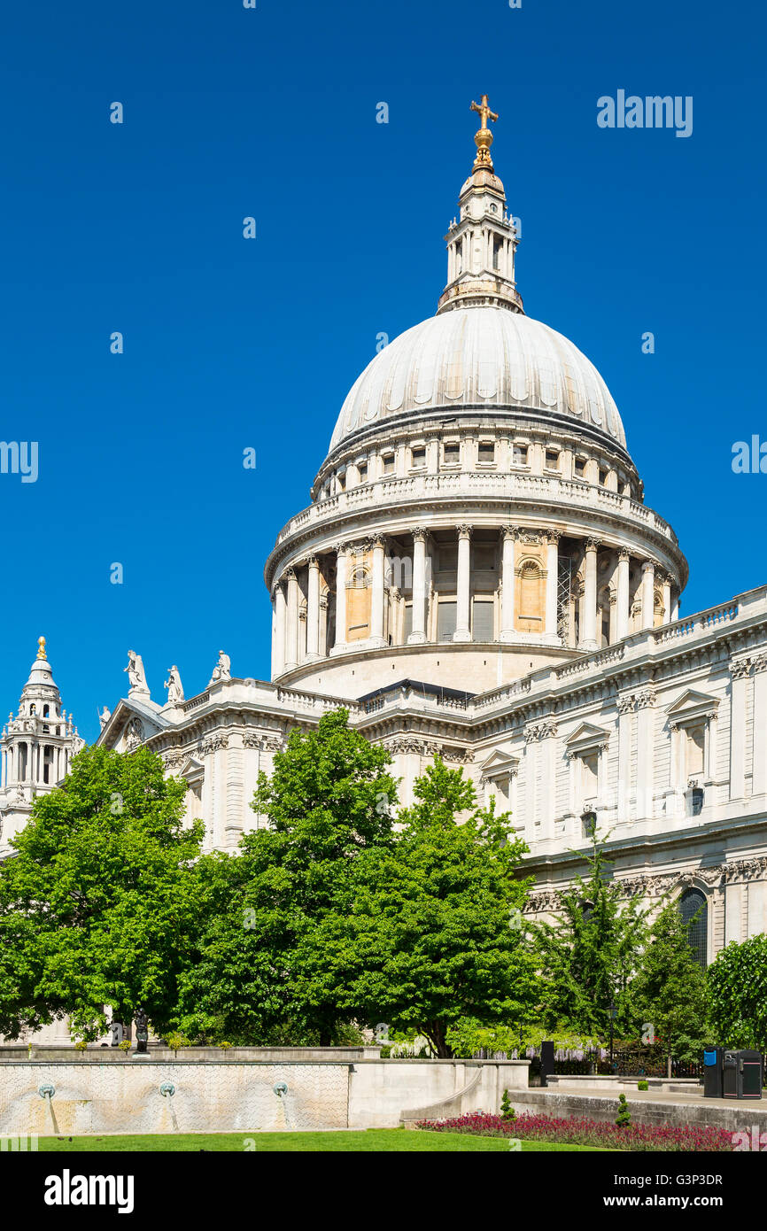 St. Paul's cathedral in London with blue sky Stock Photo