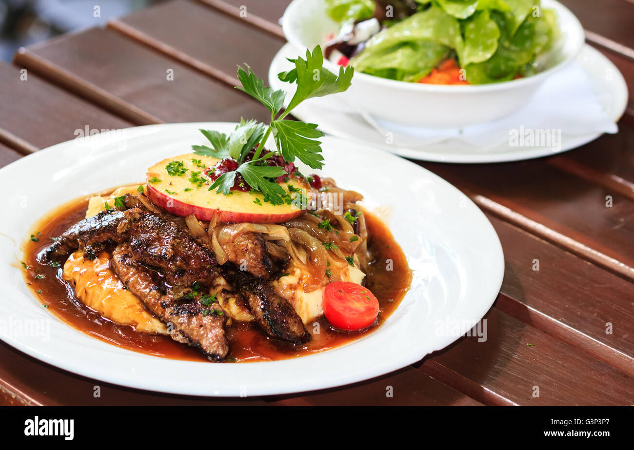 Roasted liver Berlin style Stock Photo Alamy