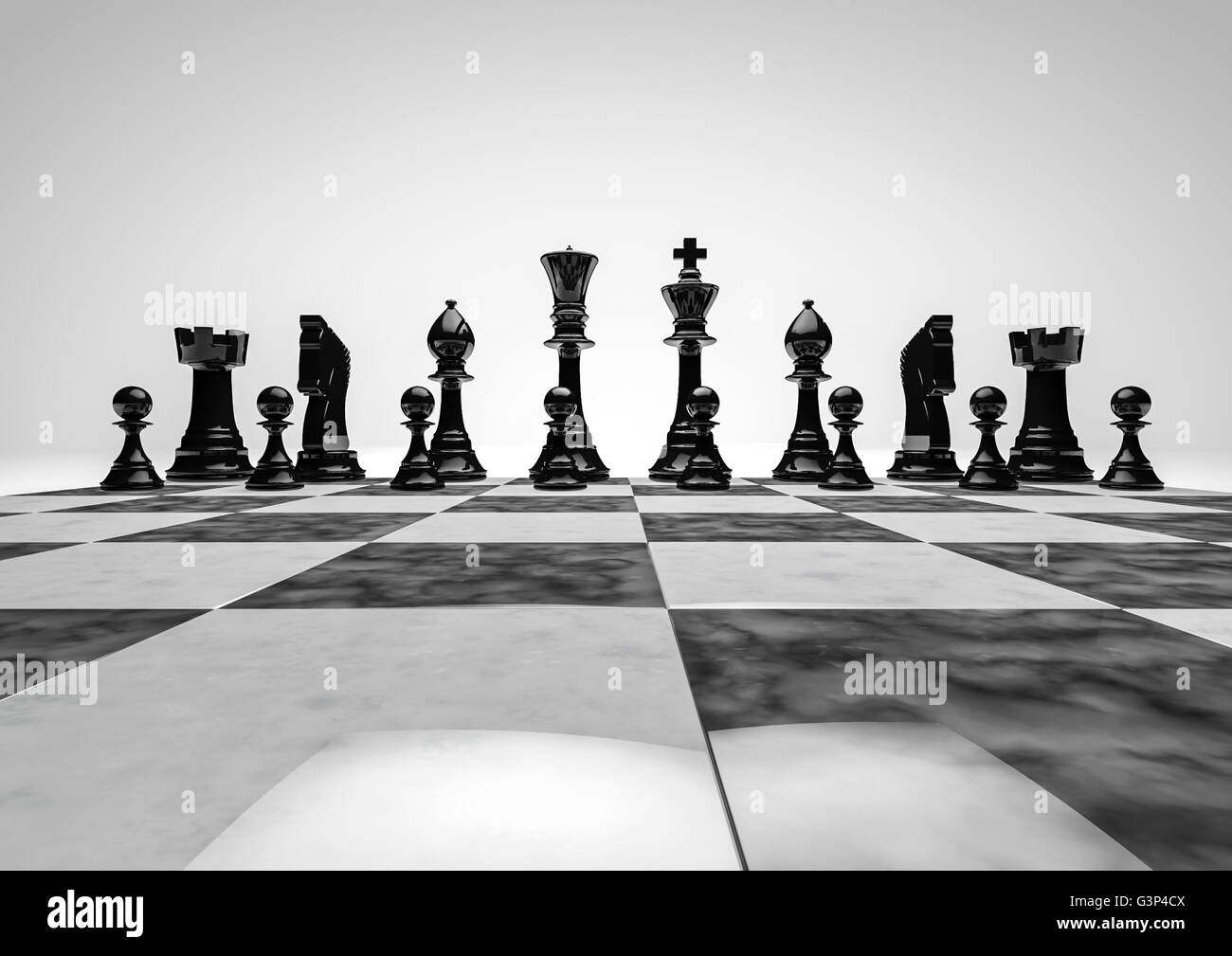 Chess game / 3D render of chess pieces Stock Photo Alamy