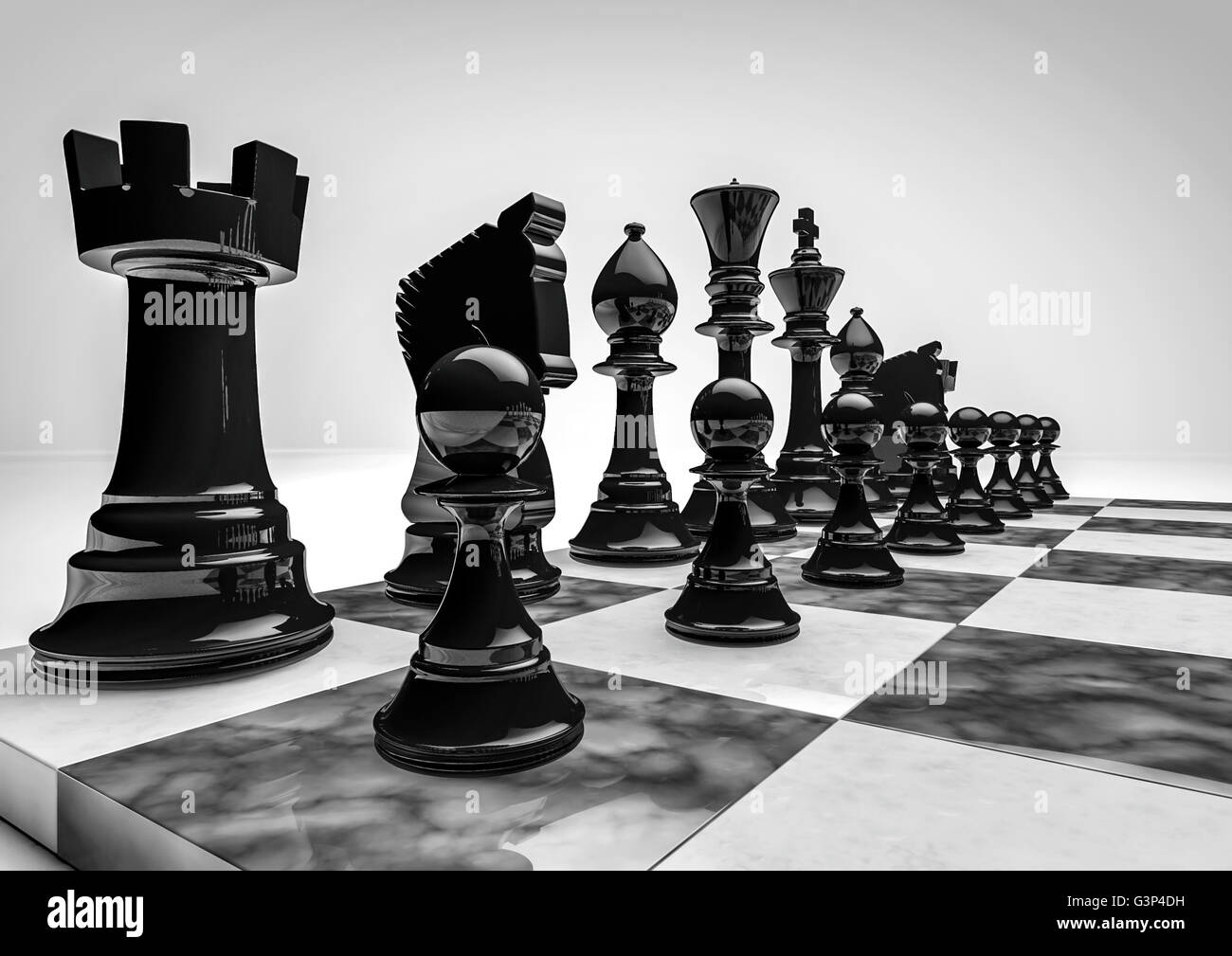 Chess game / 3D render of chess pieces Stock Photo Alamy