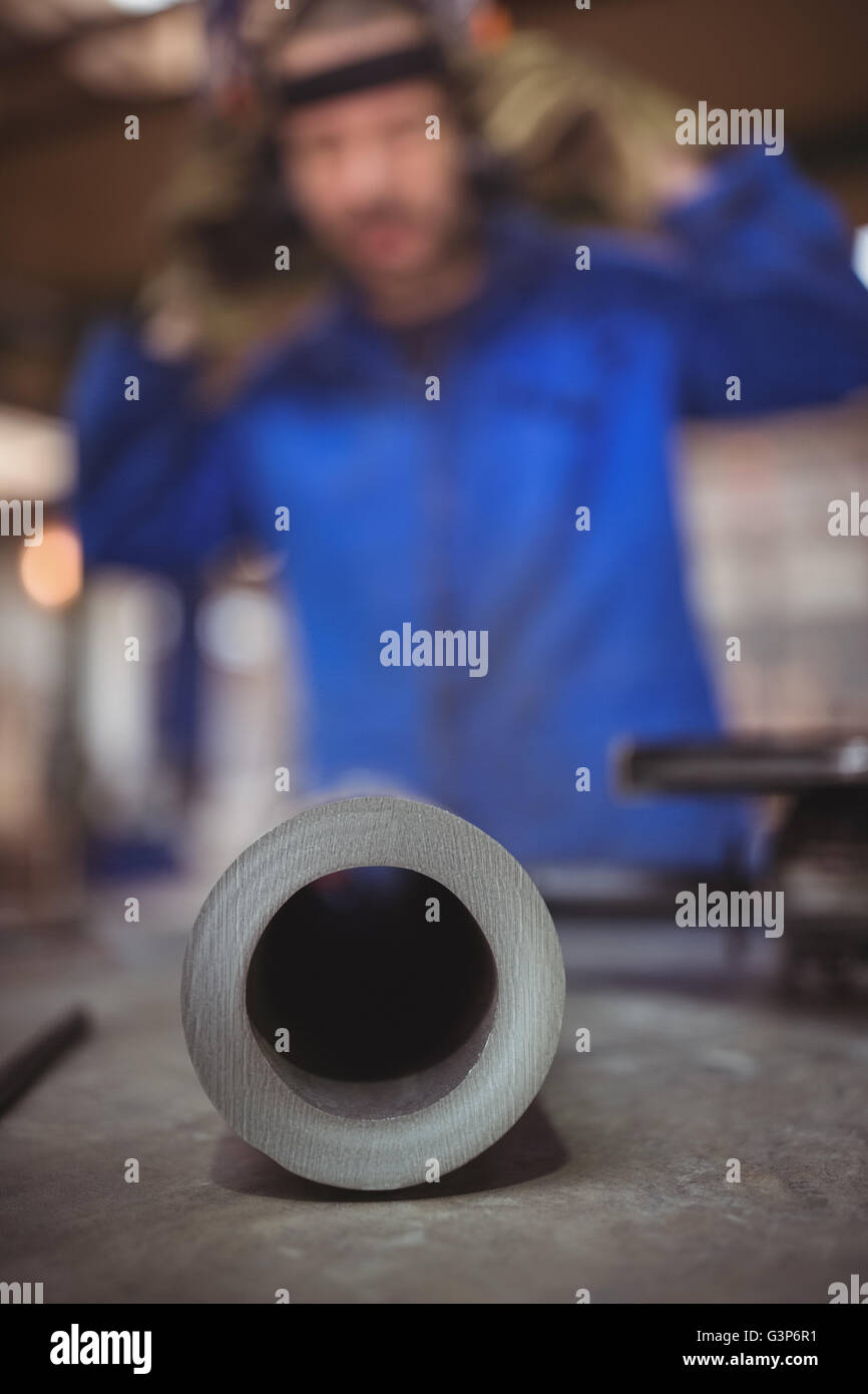 Focus on foreground of a pipe Stock Photo