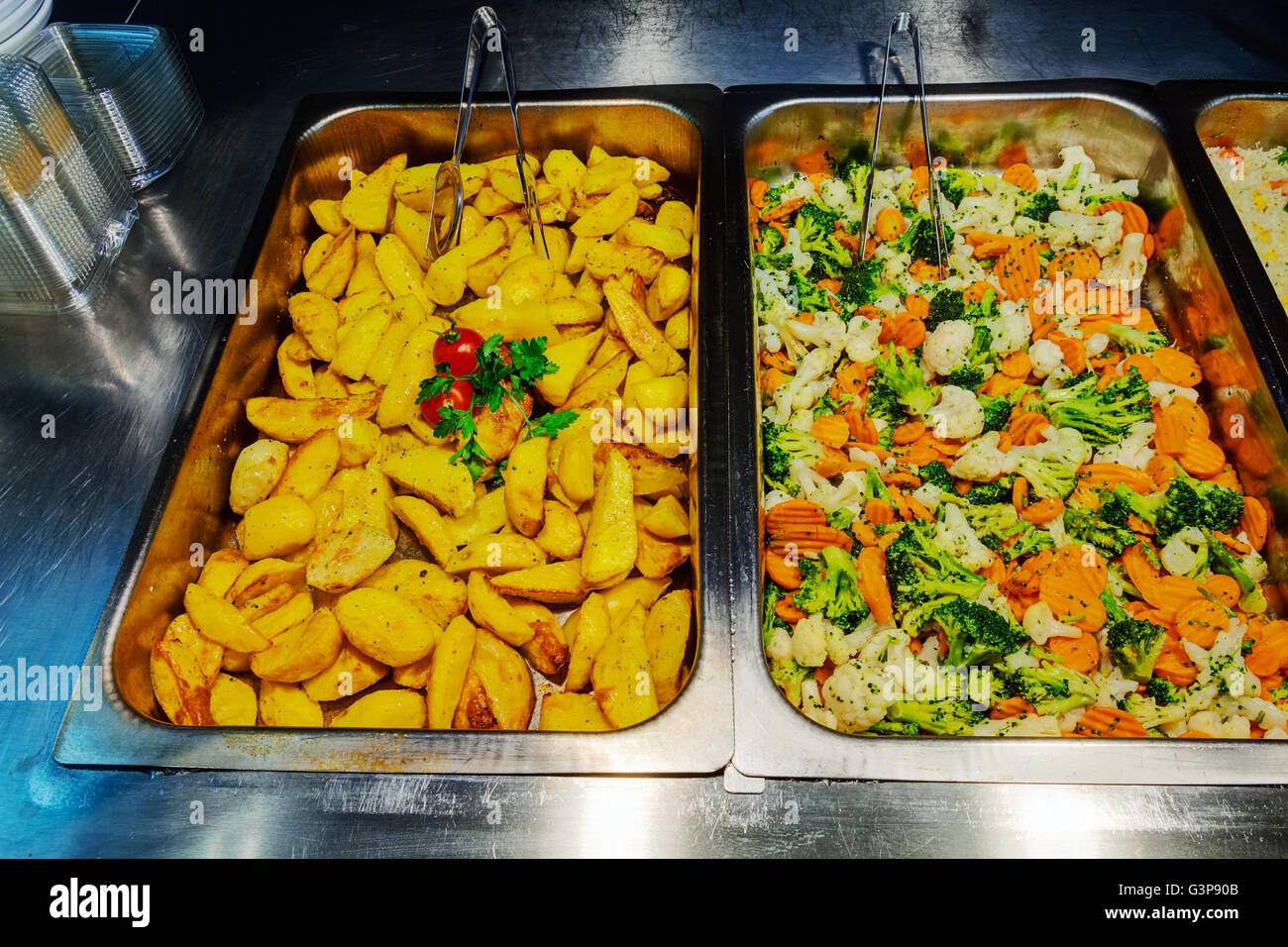 self-service-restaurant-with-a-vegetable-dish-stock-photo-alamy