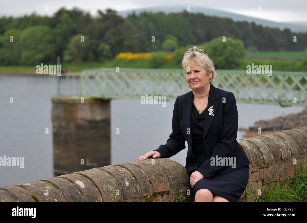 Climate Change Secretary Roseanna Cunningham during a visit to the Harlaw hydro project at Harlaw Reservoir at Balerno, as Scotland has met its annual climate-change target for the first time, the latest greenhouse gas emission figures show. Stock Photo