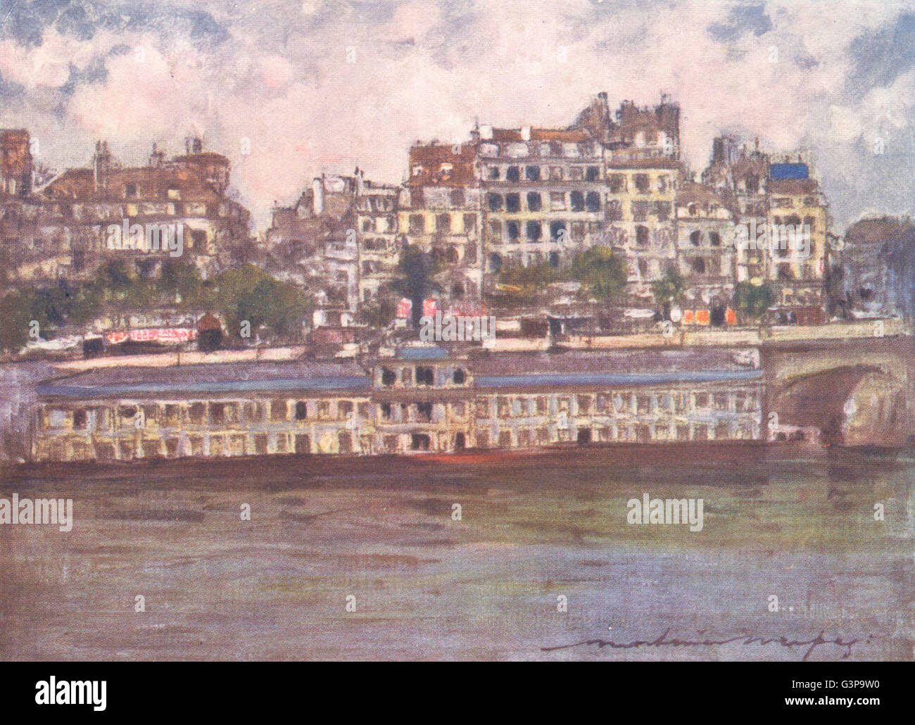 PARIS: Bathing-House(Samaritaine), antique print 1909 Stock Photo - Alamy
