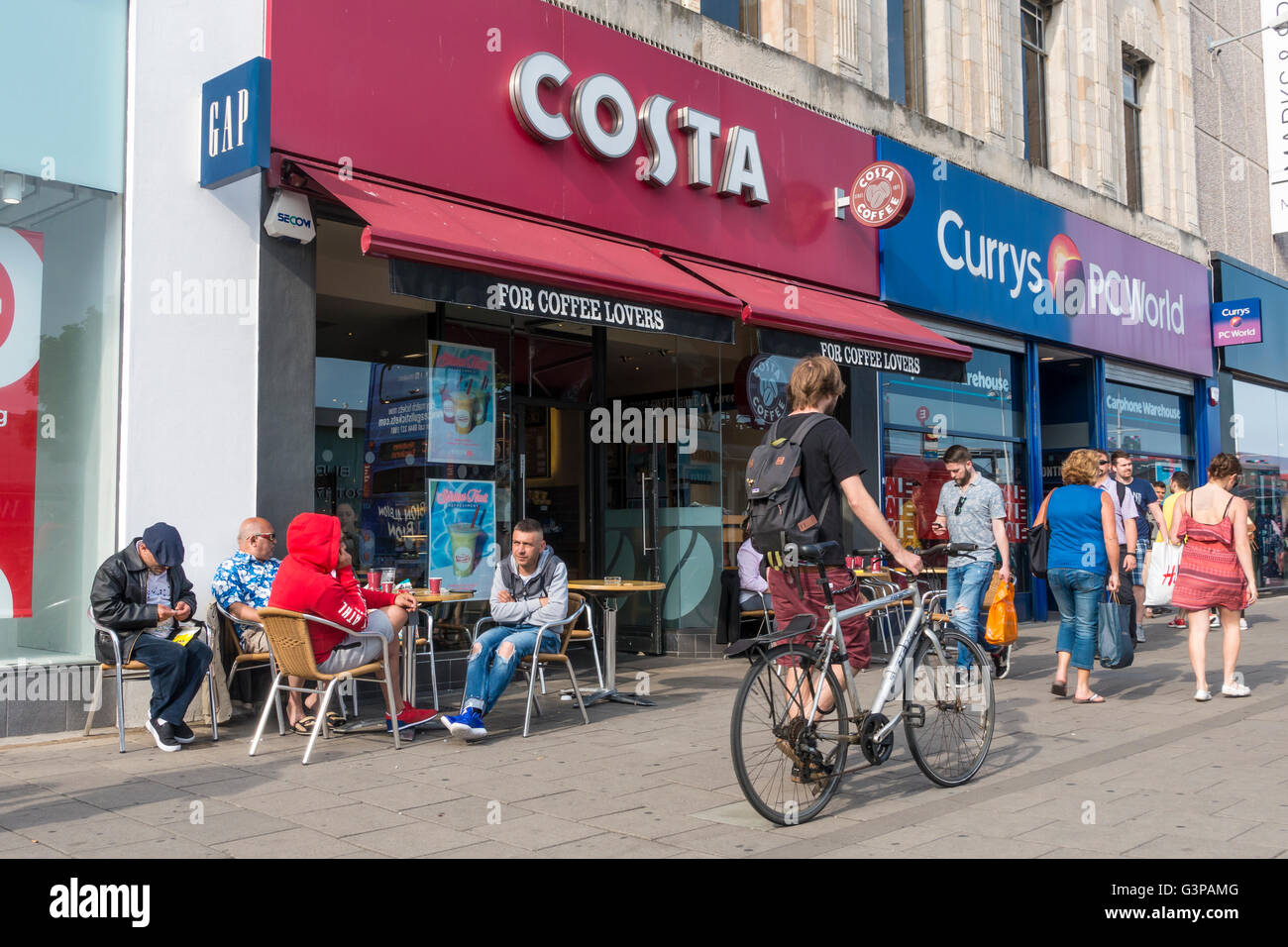 Costa Coffee and Currys PC World Store Brighton Sussex England UK Stock Photo