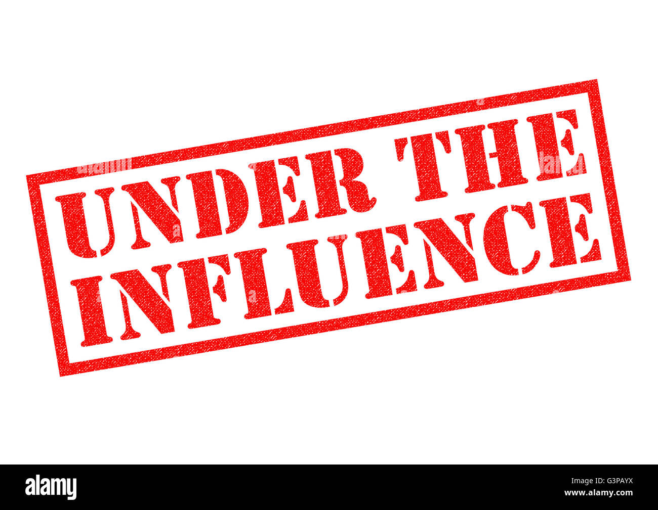 UNDER THE INFLUENCE red Rubber Stamp over a white background. Stock Photo