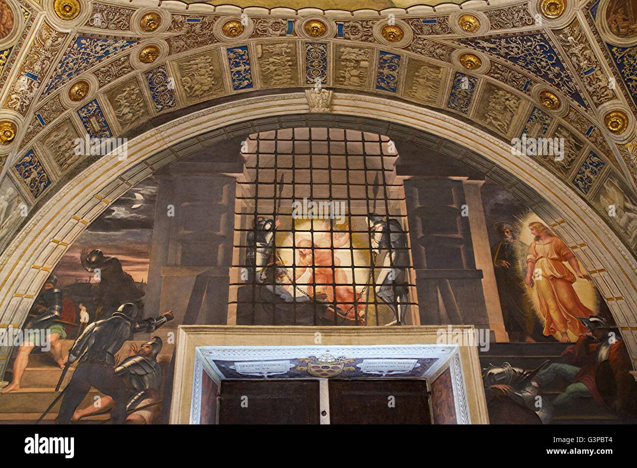 Deliverance of St Peter, 1514, Room of Heliodorus, Raphael Rooms, Apostolic Palace, Vatican Museums, Rome, Italy Stock Photo