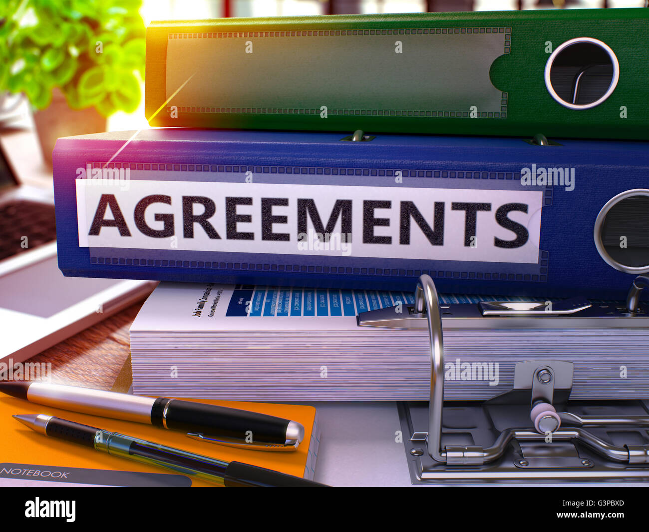 Blue Ring Binder with Inscription Agreements Stock Photo Alamy