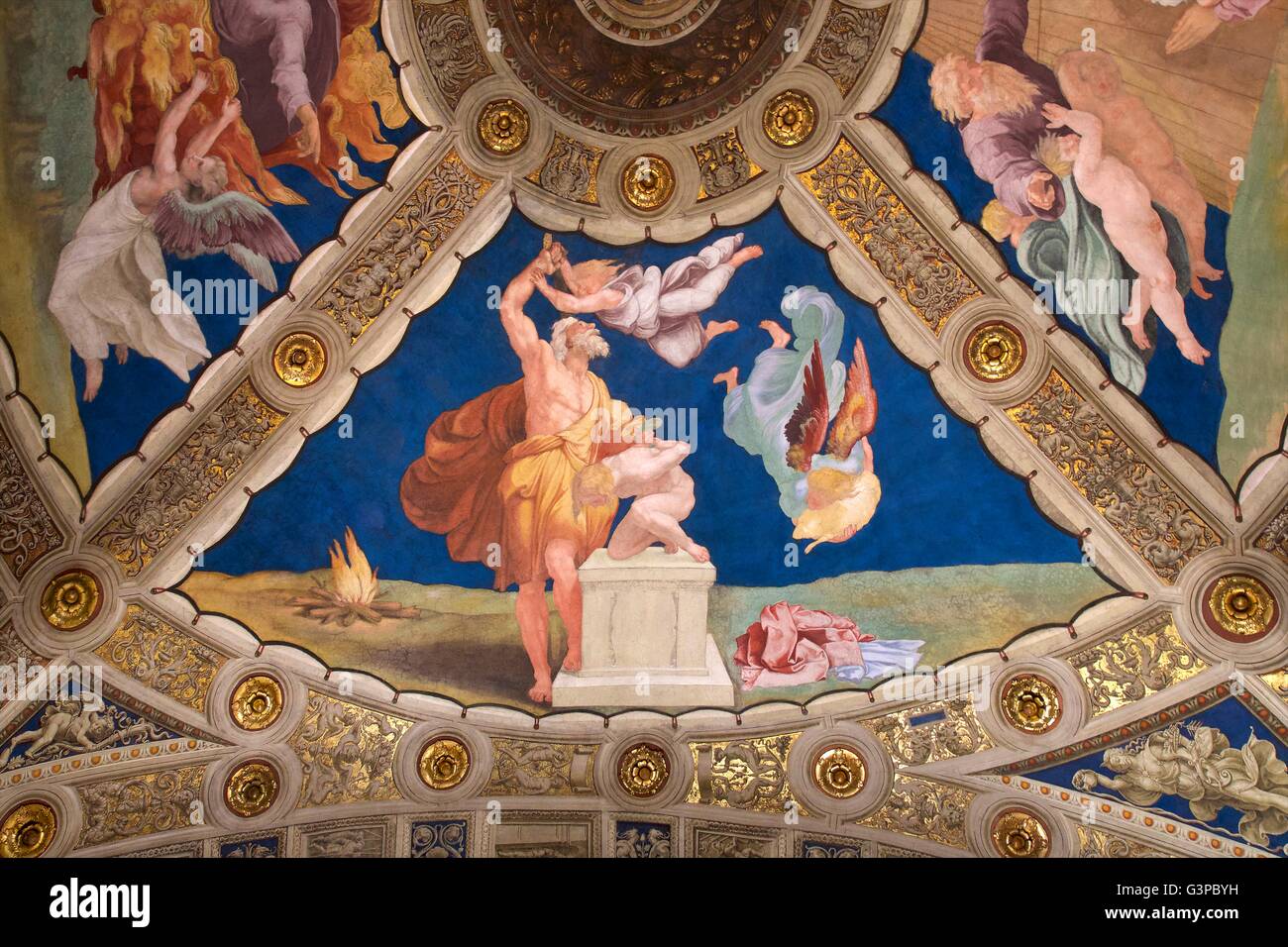 Ceiling frescoes, Room of Heliodorus, Raphael Rooms, Apostolic Palace, Vatican Museums, Rome, Italy Stock Photo