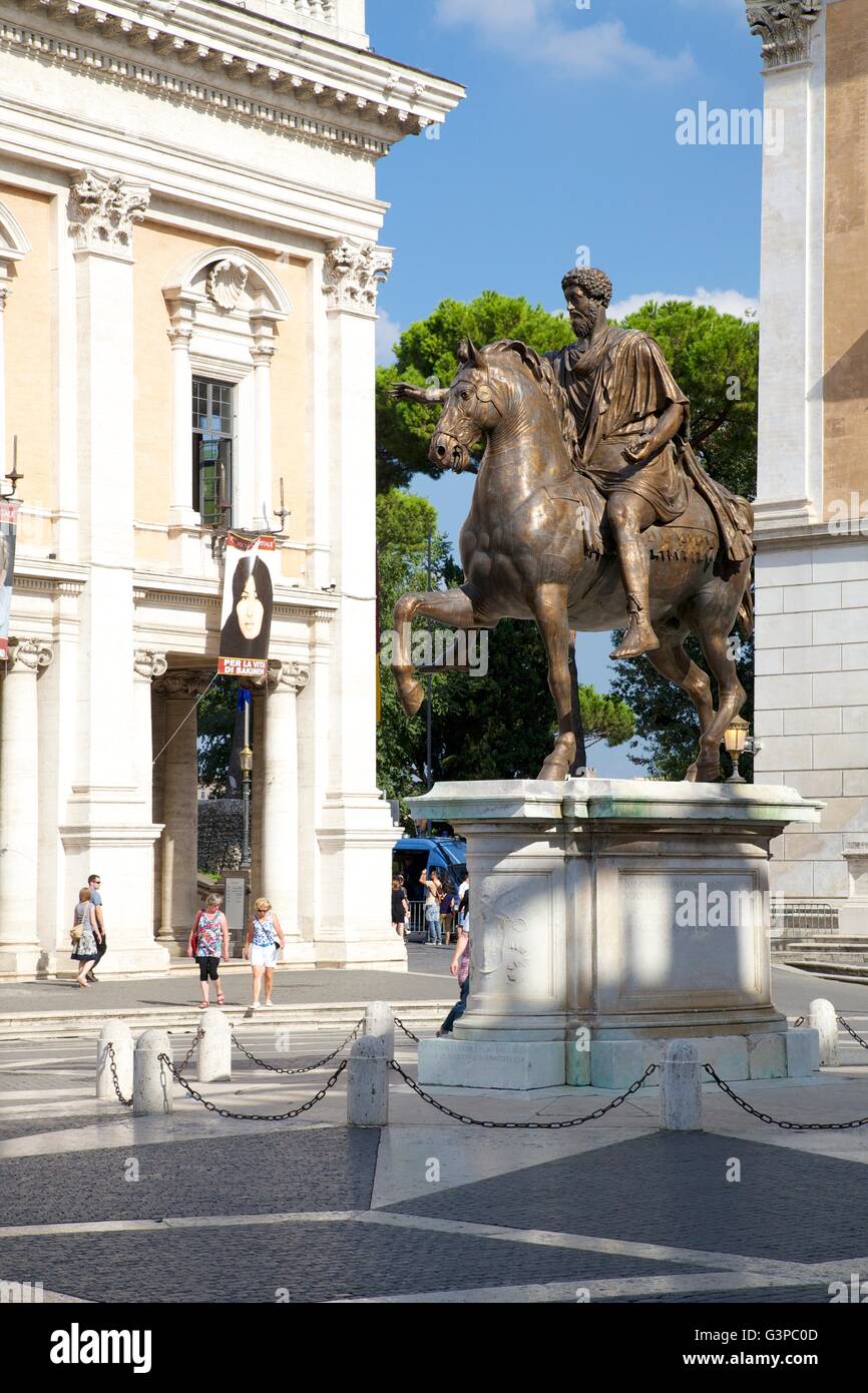 Copy of Bronze equestrian statue of Marcus Aurelius, 2nd century AD, Capitoline Museum, Rome, Italy Stock Photo