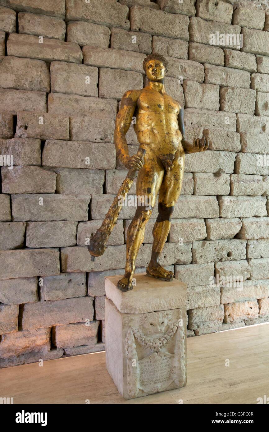 Hercules gilded bronze statue, Forum Boarium, Capitoline Museum, Rome, Italy Stock Photo
