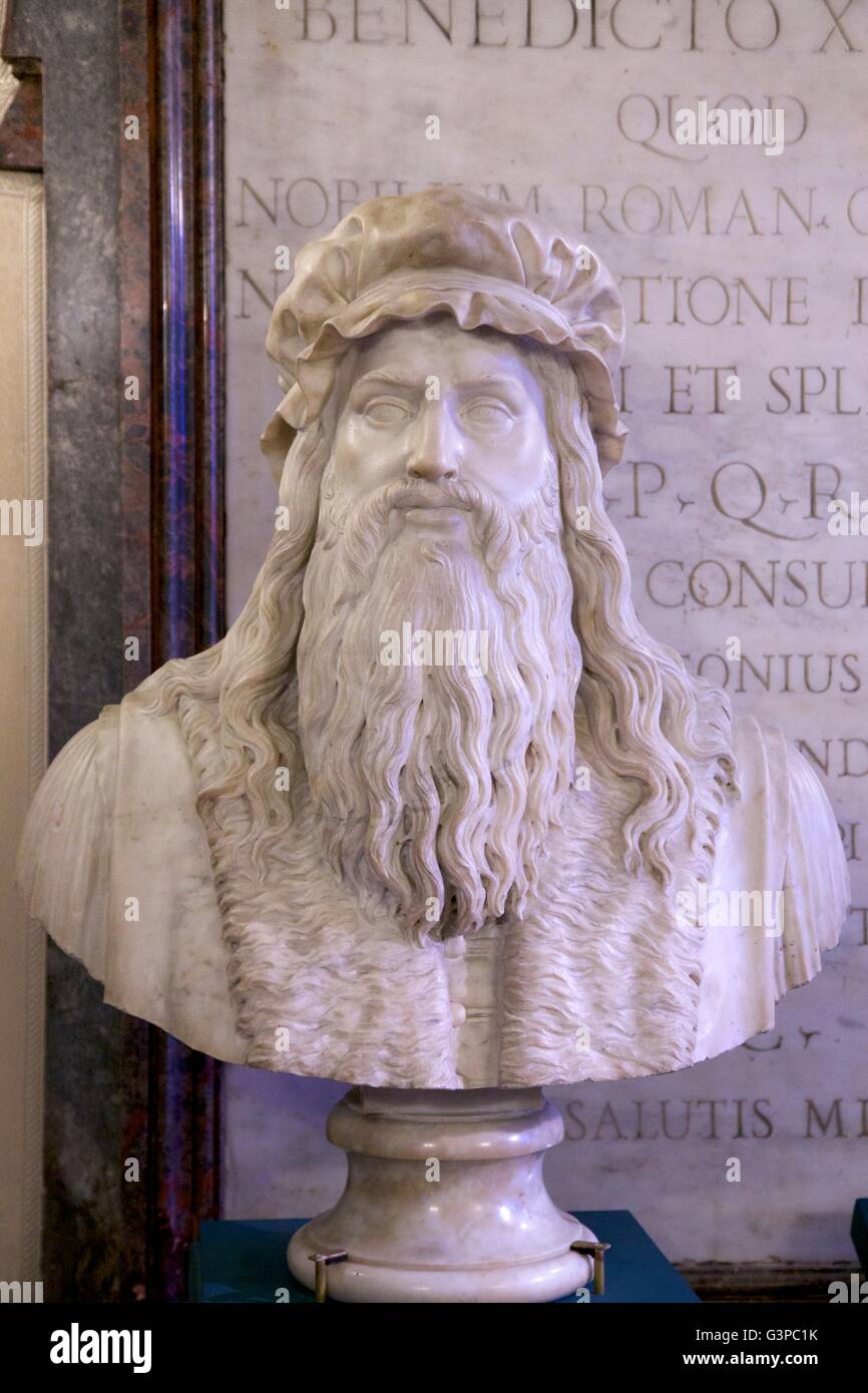 Marble Bust of Leonardo da Vinci, by Filippo Albacini, 1813, Palazzo dei Conservatori