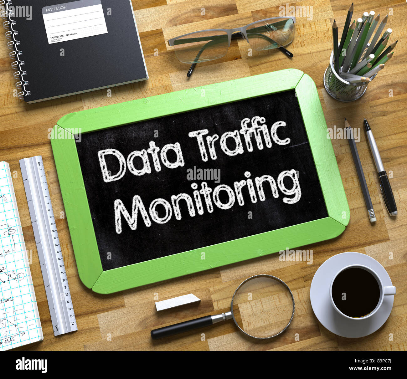 Data Traffic Monitoring Text on Small Chalkboard Stock Photo Alamy