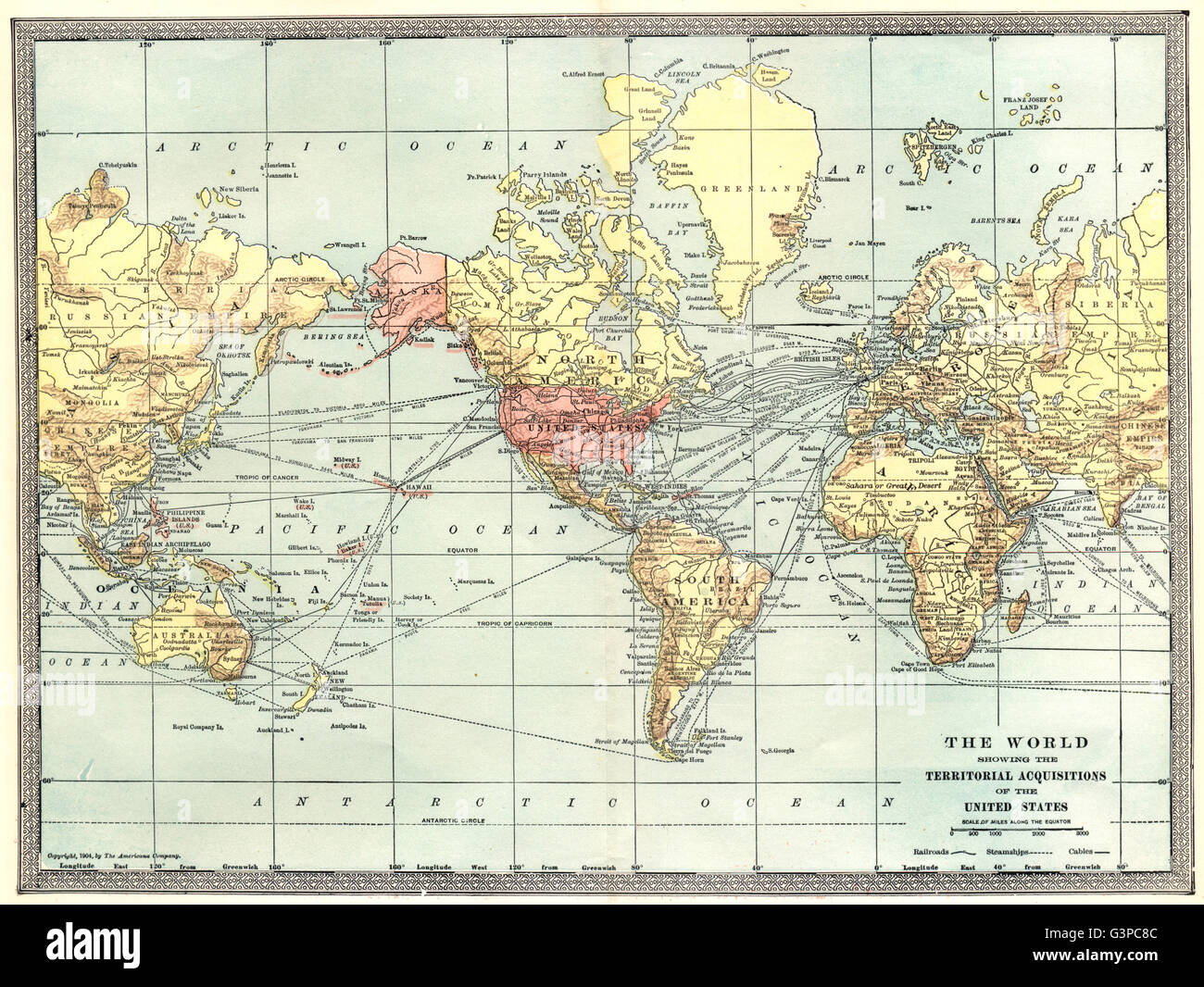The World showing United States - The World Showing United States Territorial Acquisitions Philippines G3PC8C 
