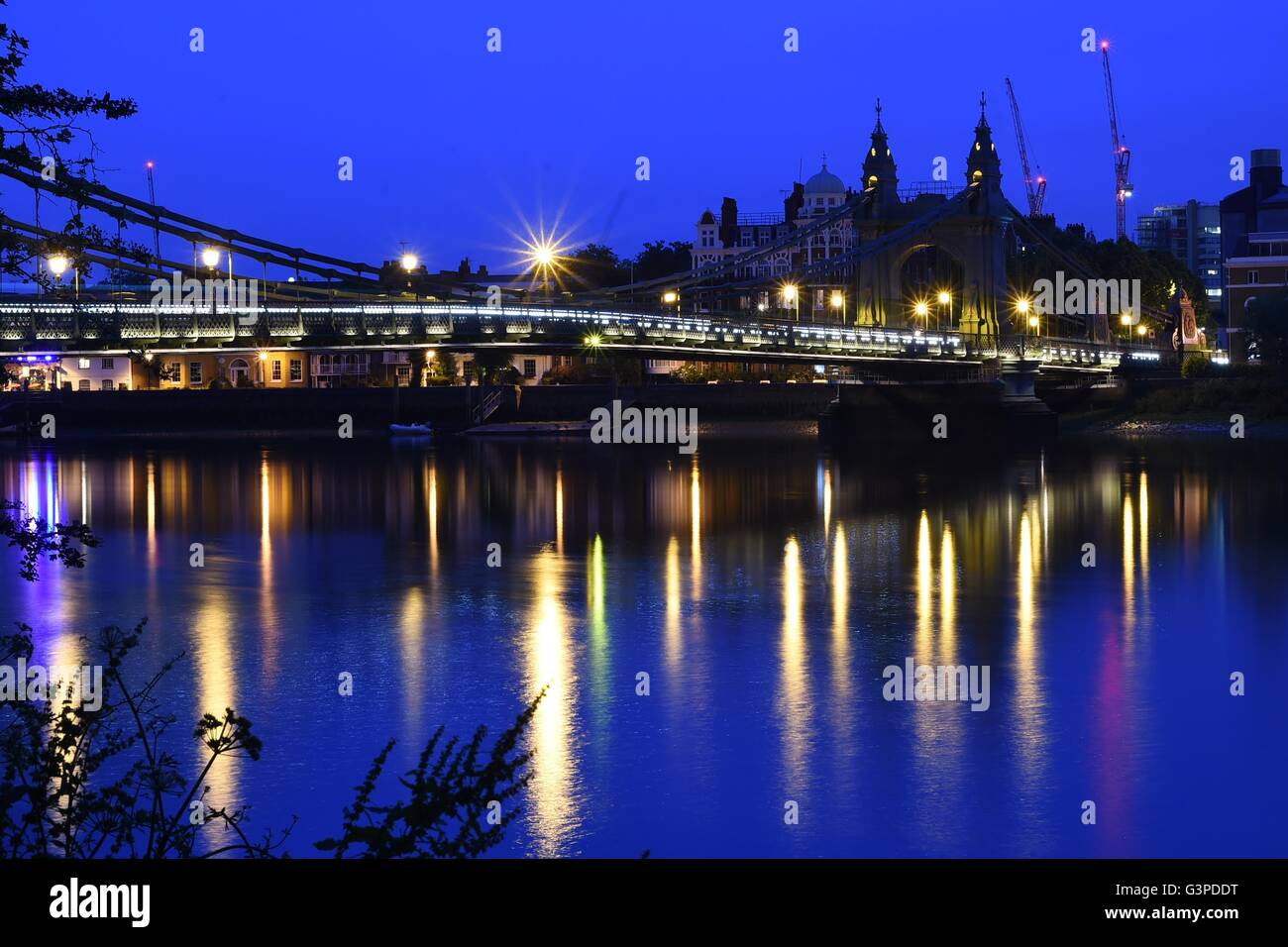 Hammersmith bridge and River Thames in London UK Stock Photo Alamy