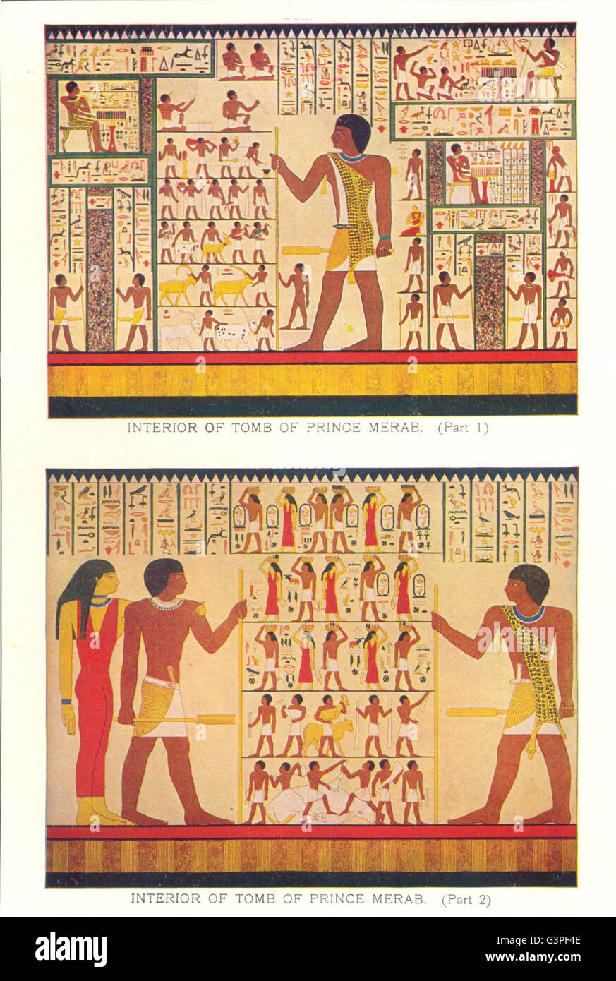 EGYPT: Tomb of Prince Merab(Part 1); (2), antique print 1907 Stock Photo