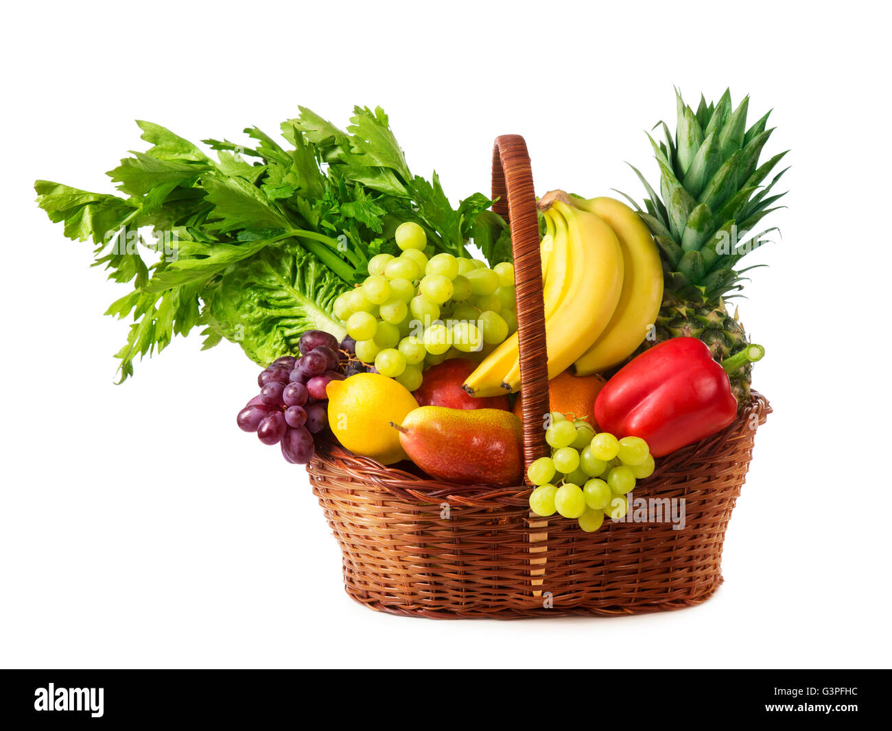 Vegetables and fruits isolated on a white background Stock Photo