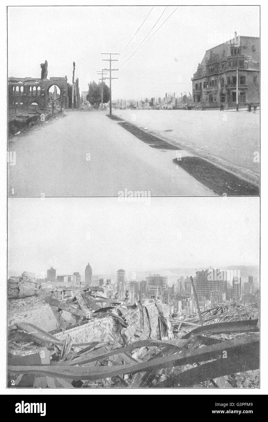 SAN FRANCISCO: Earthquake 1906; Van Ness Ave; St Luke's Church; Spreckel, 1907 Stock Photo