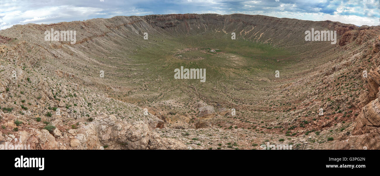 Meteor Crater, also known as Barringer Crater is a meteorite impact crater Stock Photo