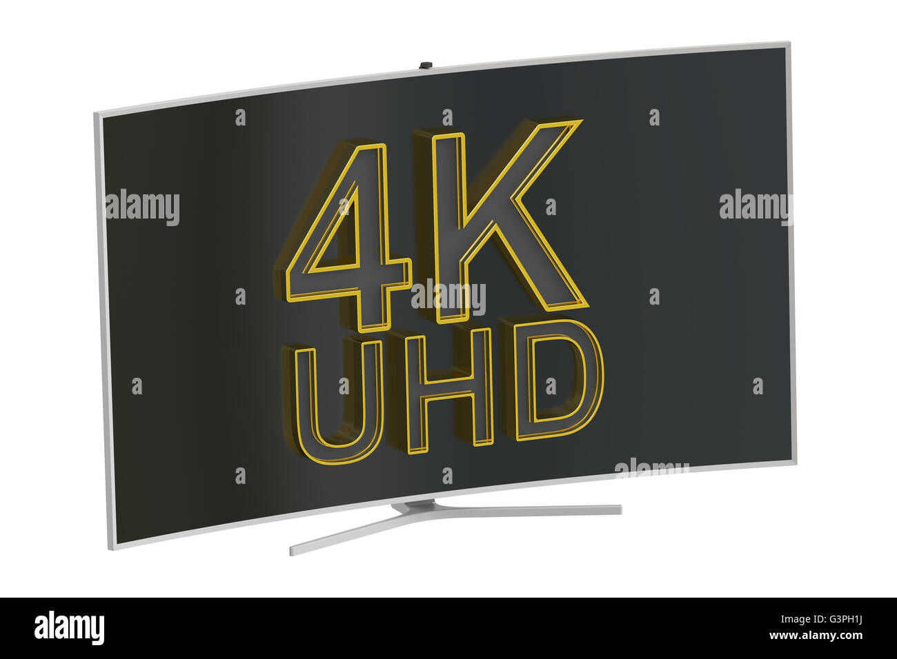 Curved 4K UltraHD TV, 3D rendering isolated on white background Stock Photo