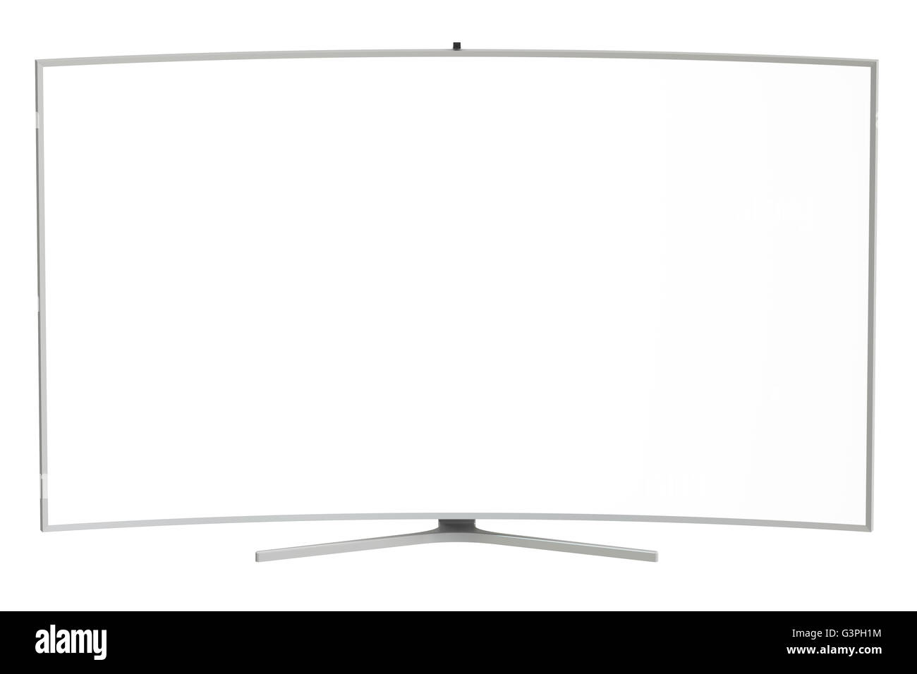curved tv set with white screen, 3D rendering isolated on white background Stock Photo