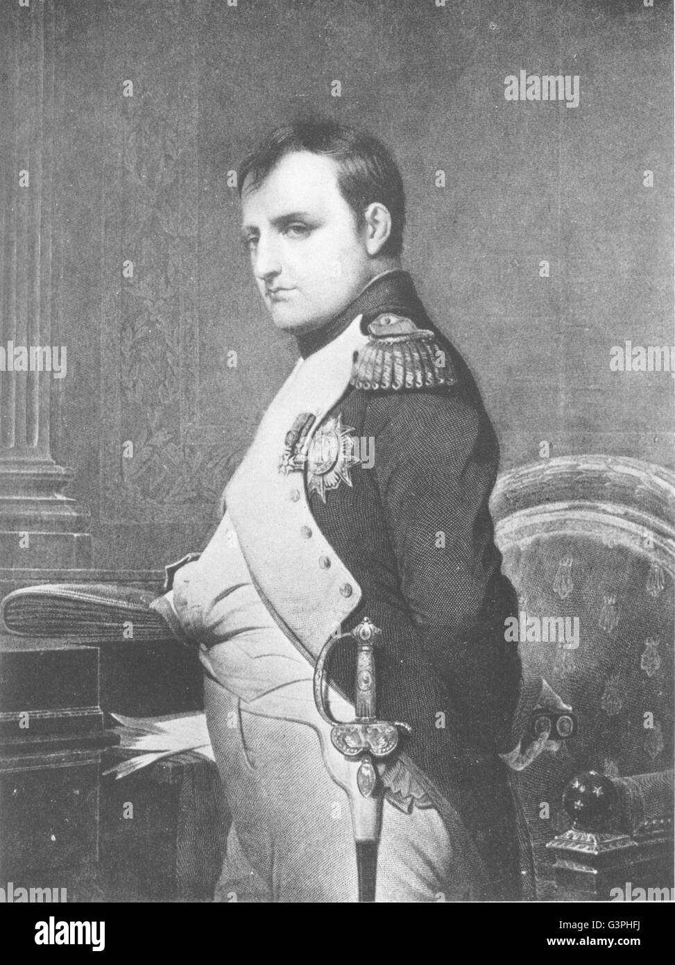 FRANCE: Napoleon Bonaparte, post a painting, Paul Delaroche, old print 1907 Stock Photo