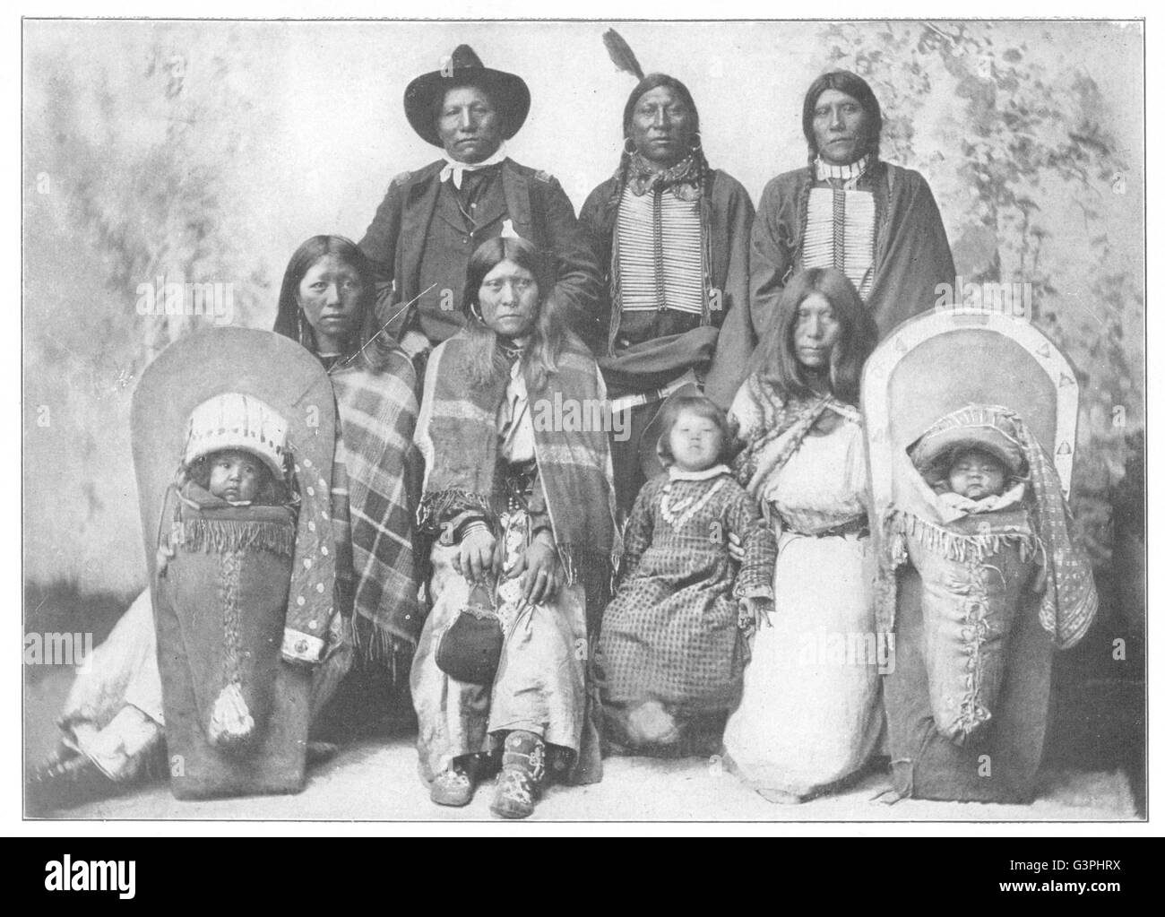 UTAH: American Indians; A group of Ute Indians, antique print 1907 Stock Photo