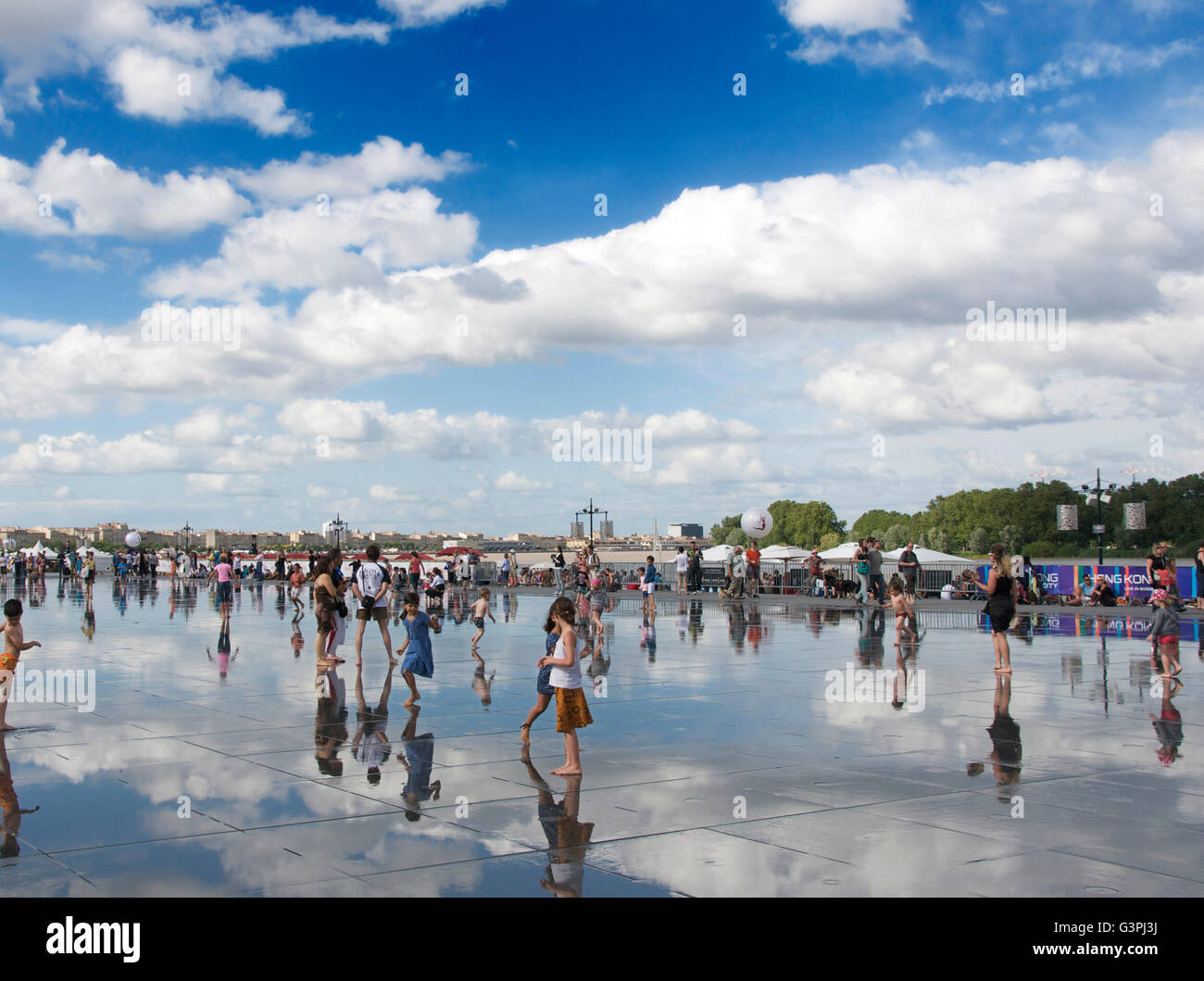 The Water mirror in front of the Stock Exchange Square, Bordeaux, France, Europe Stock Photo