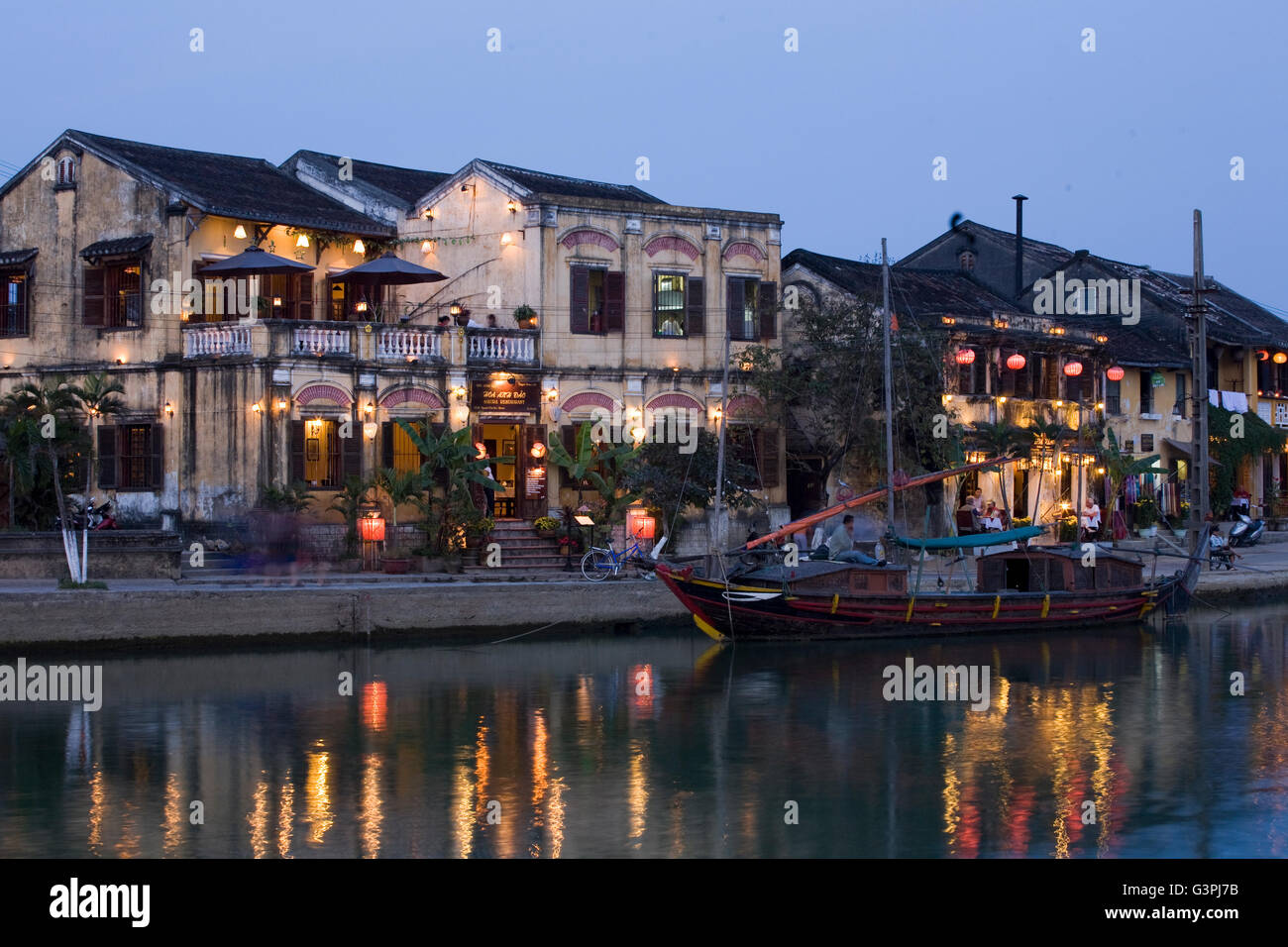 Promenade, boulevard on the river in Hoi An, Vietnam, Southeast Asia Stock Photo