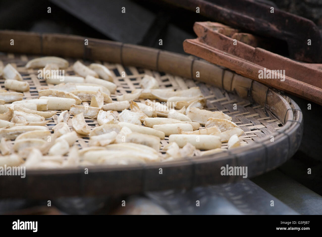 Rolls of rice paper and fried potatoes, Mekong Delta, southern Vietnam