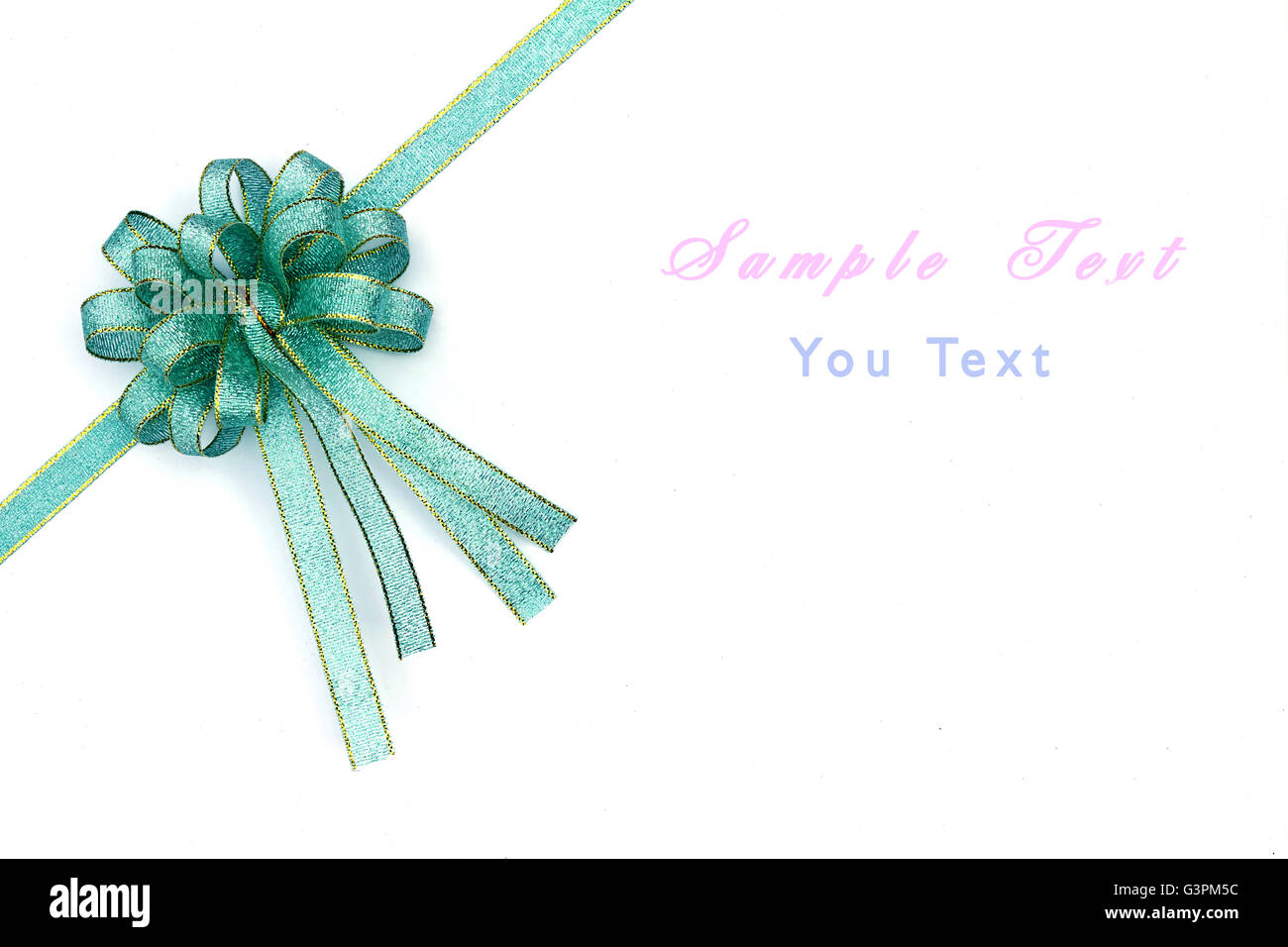 Beautiful blue and gold bow on white background Stock Photo - Alamy