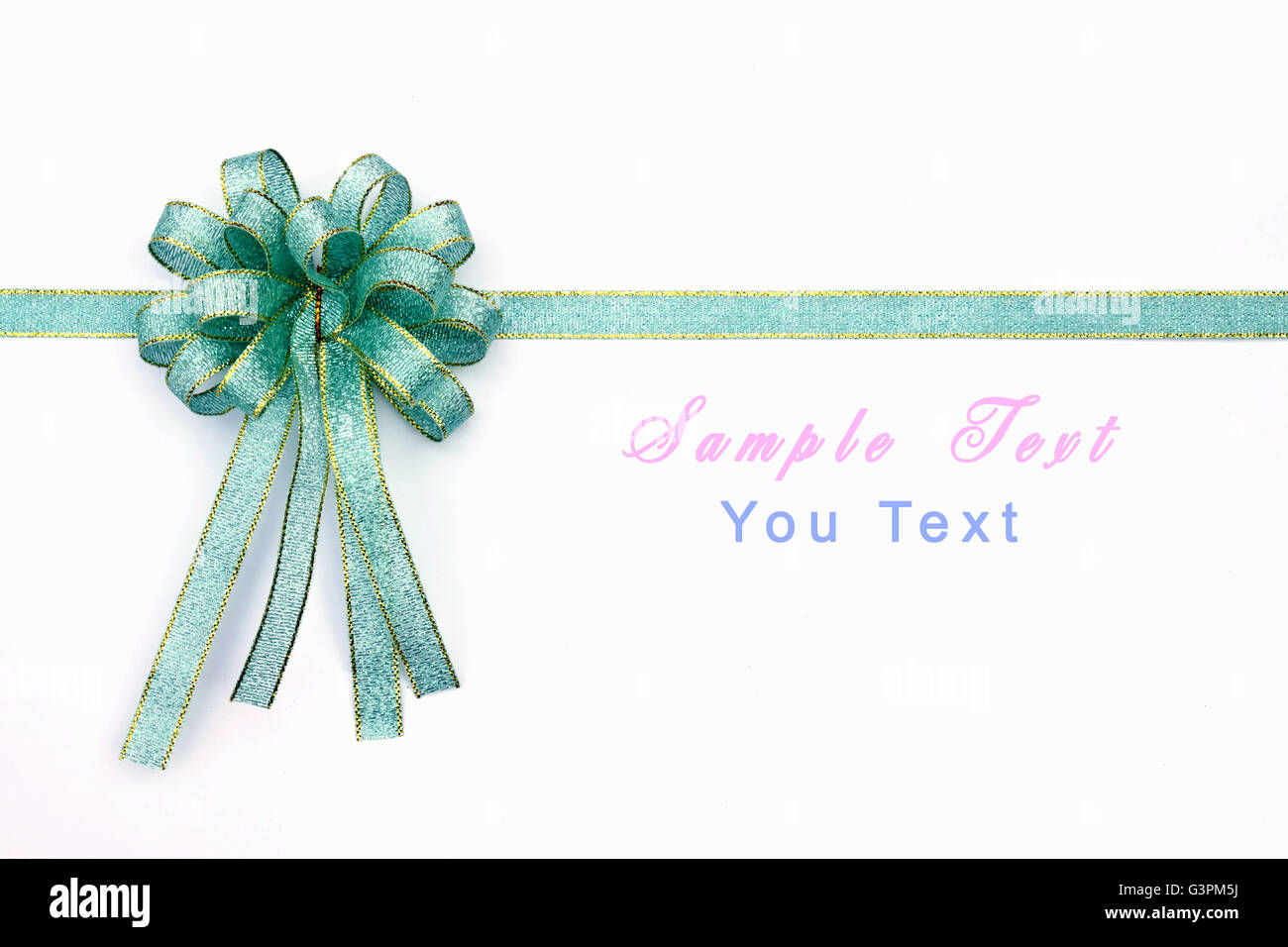 Beautiful blue and gold bow on white background Stock Photo - Alamy